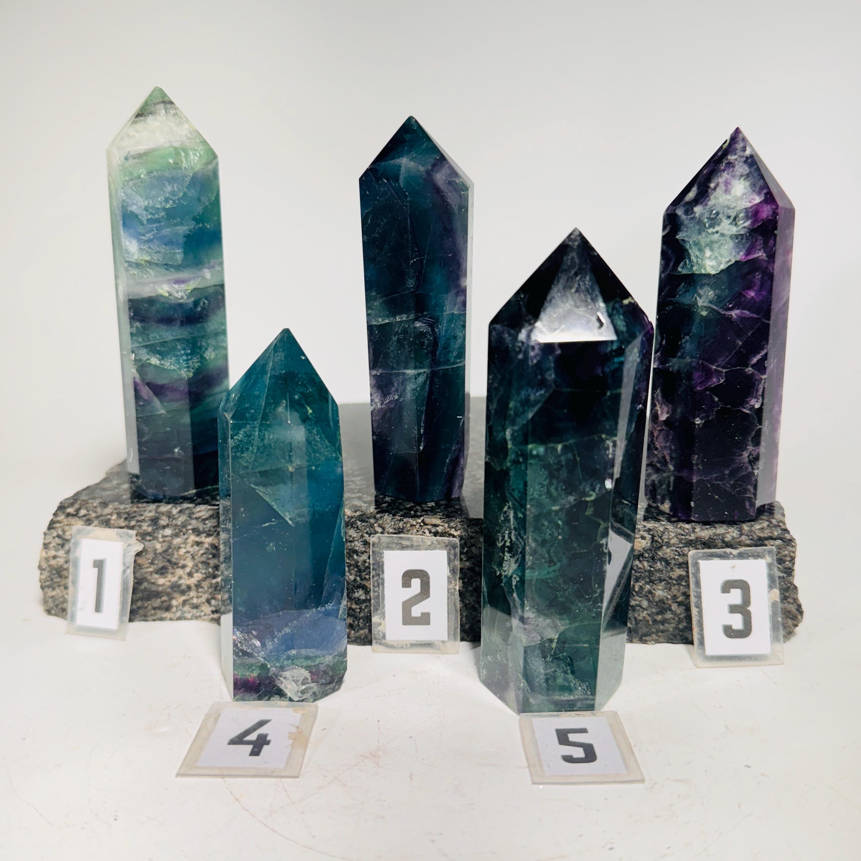 Rainbow fluorite crystal obelisk