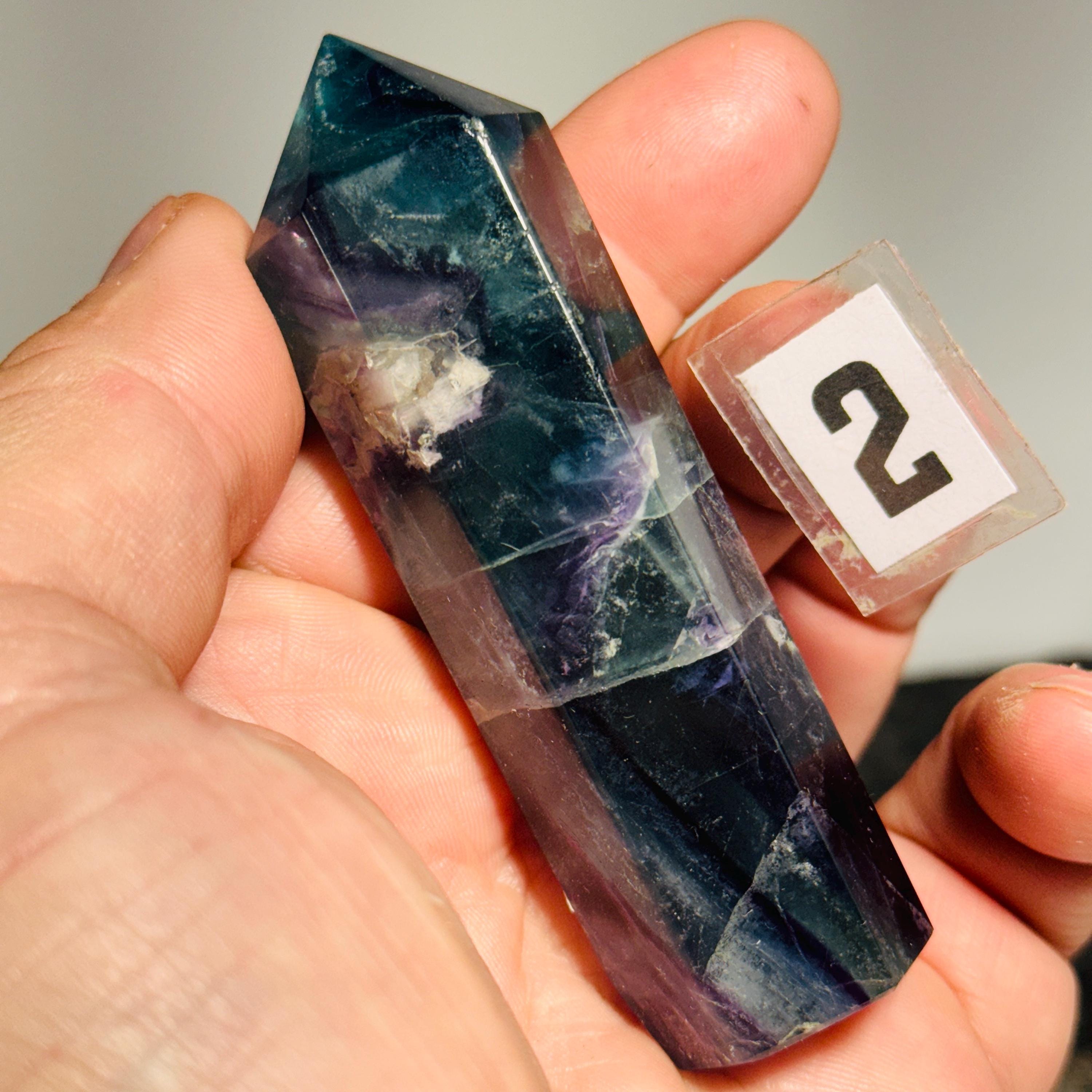 Rainbow fluorite crystal obelisk