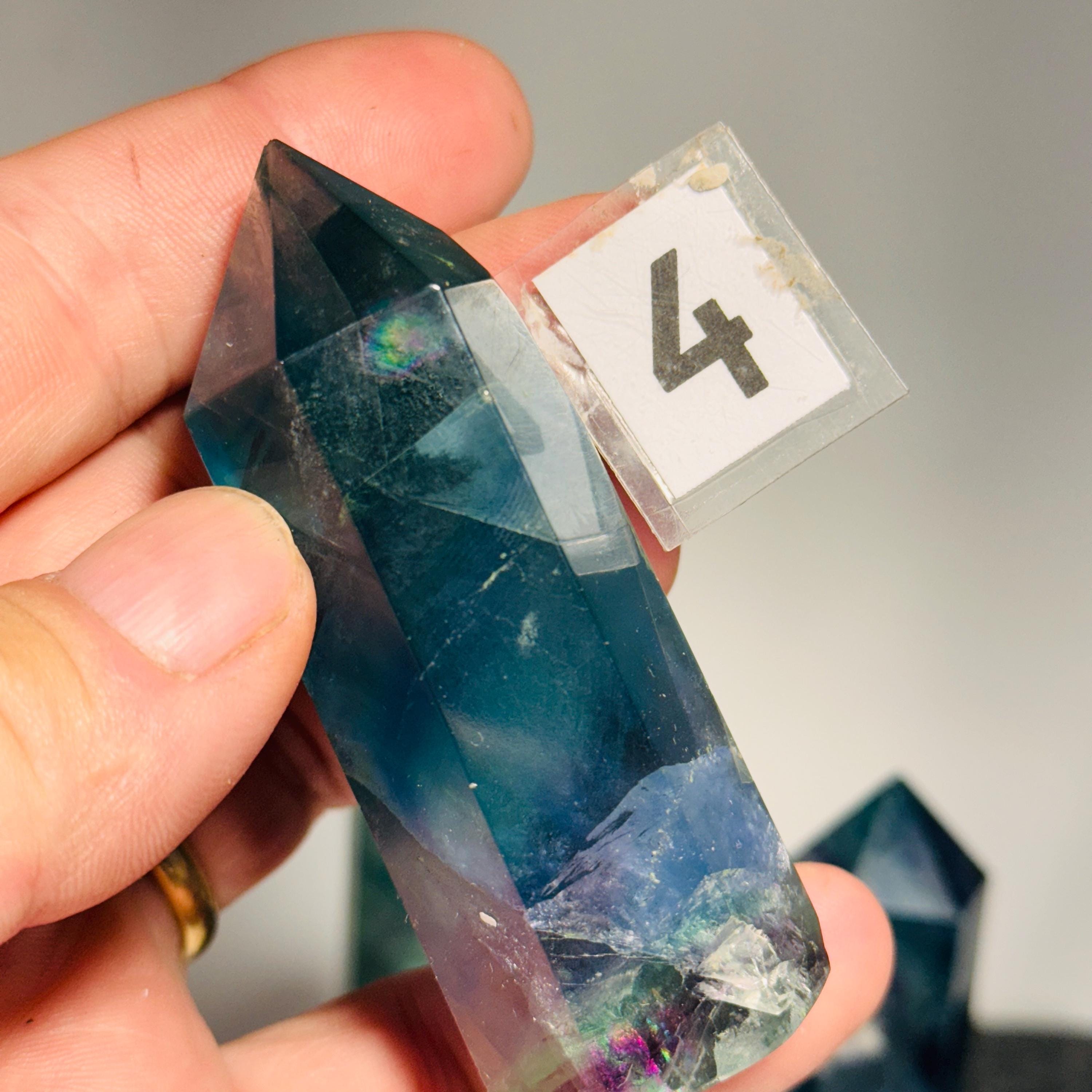 Rainbow fluorite crystal obelisk