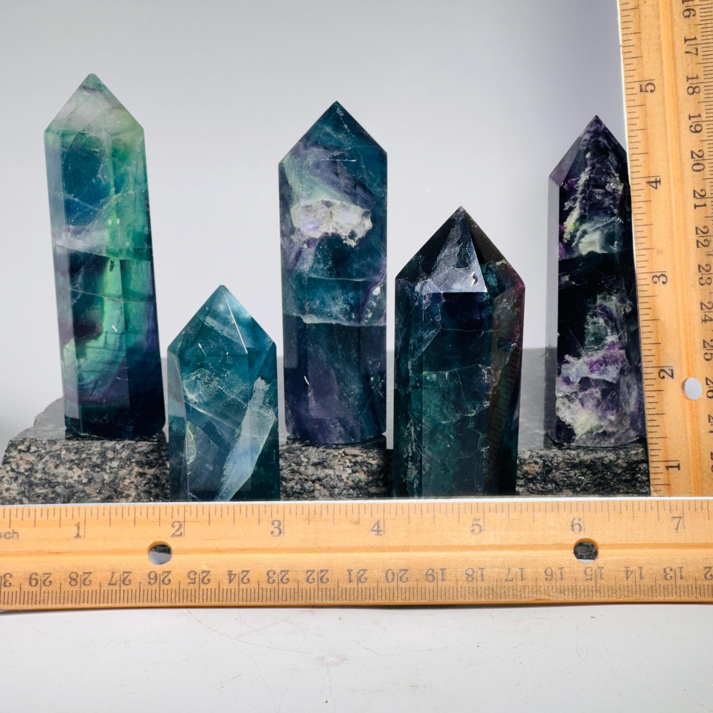 Rainbow fluorite crystal obelisk