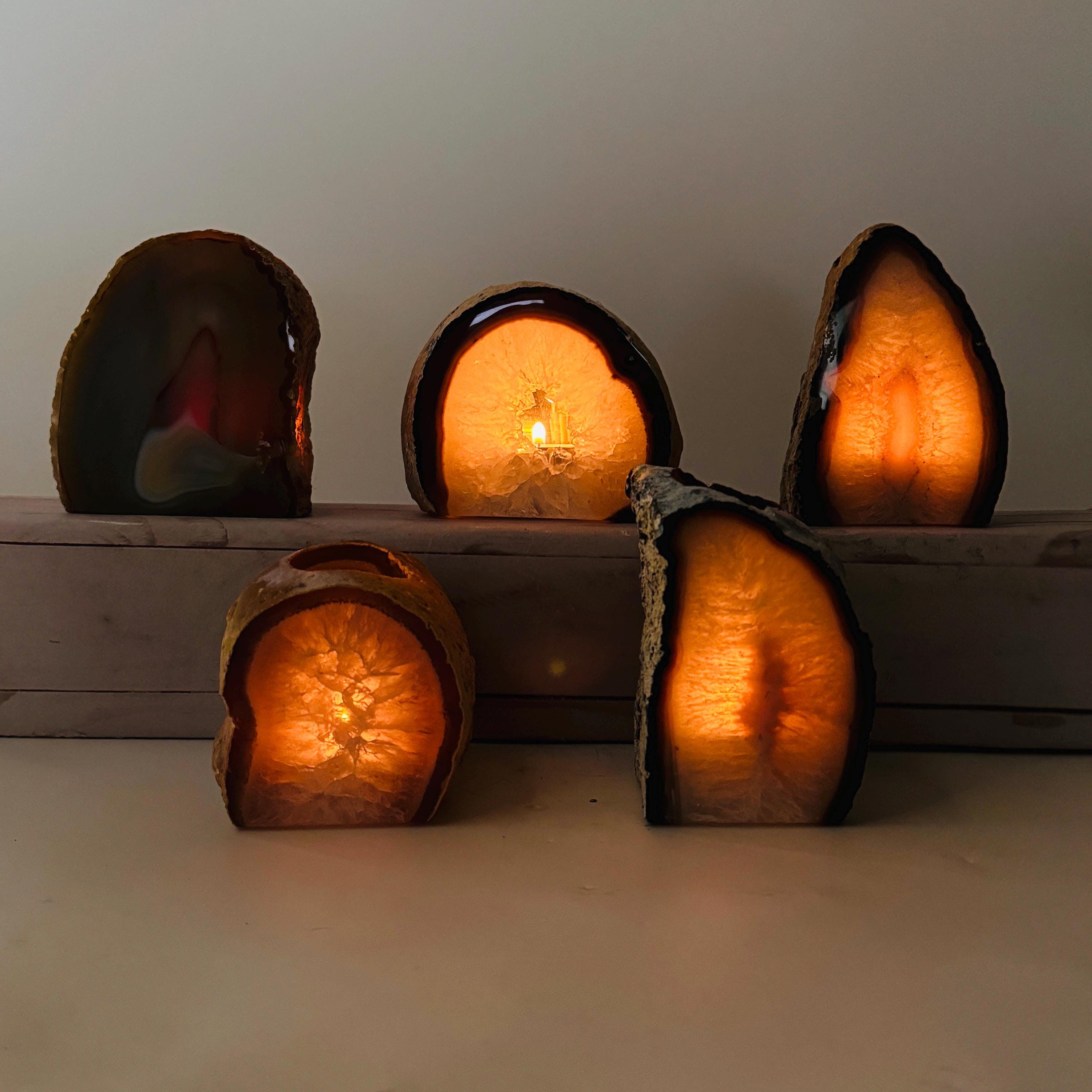 Agate tea light candle holder