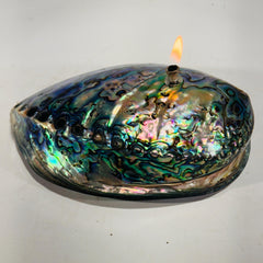 Rock Candle - Pāua Shell | amazing irridescent coloring, Agate oil lamp, unique home decor, shell, seashore or candle lover gift