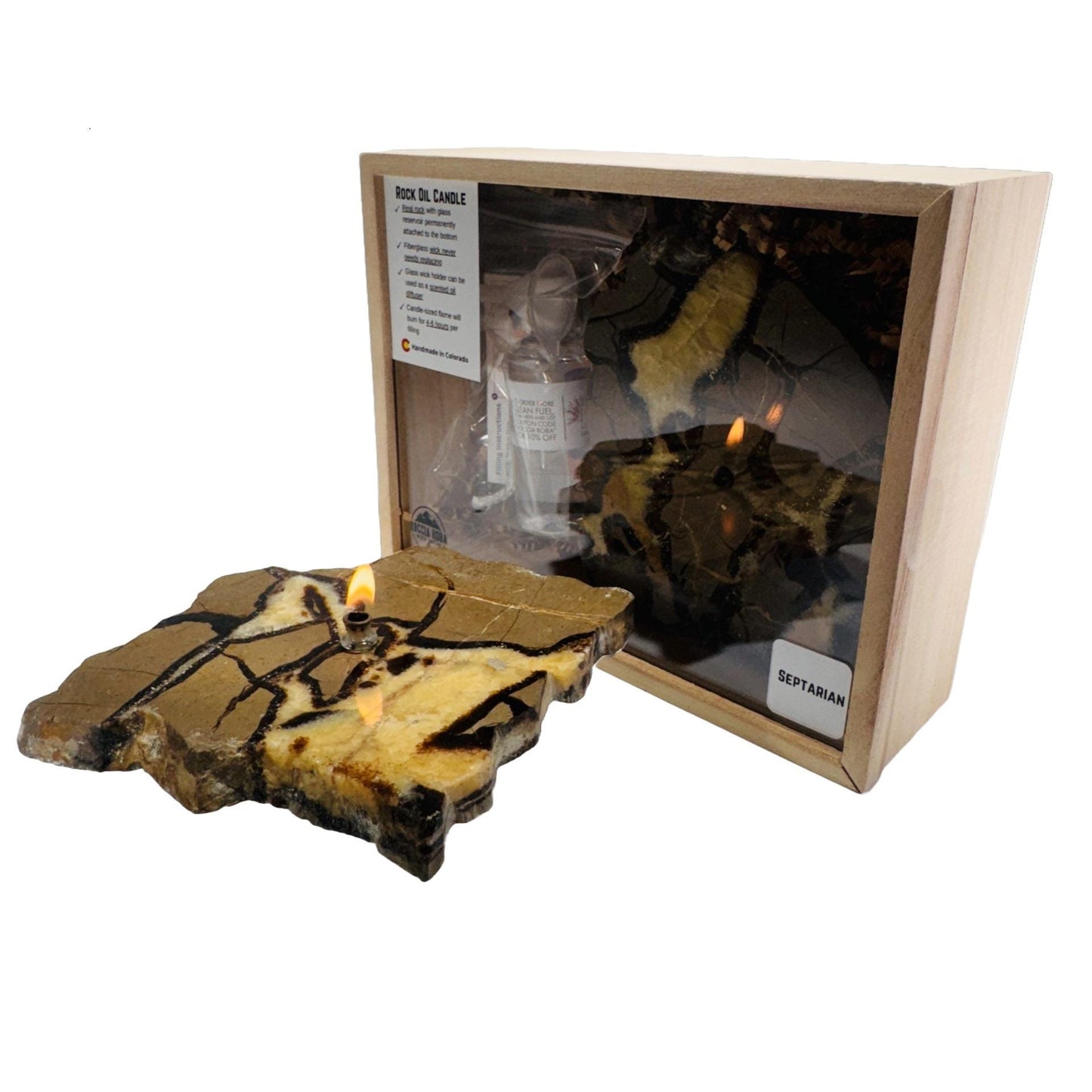 [shopname] - Septarian Rock Oil Candle Gift Box, rock decor