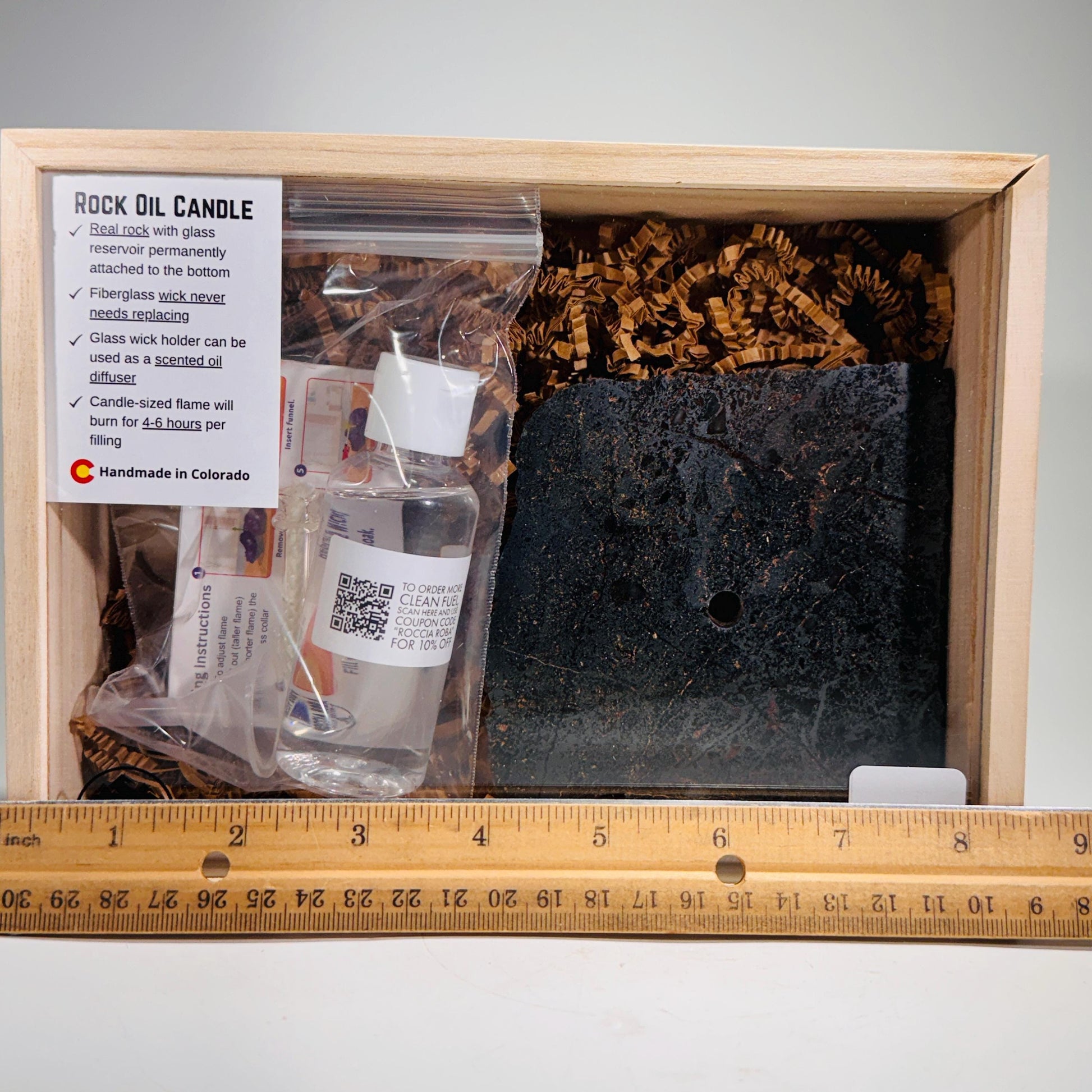 [shopname] - Hematite Rock Candle Gift Box, rock decor