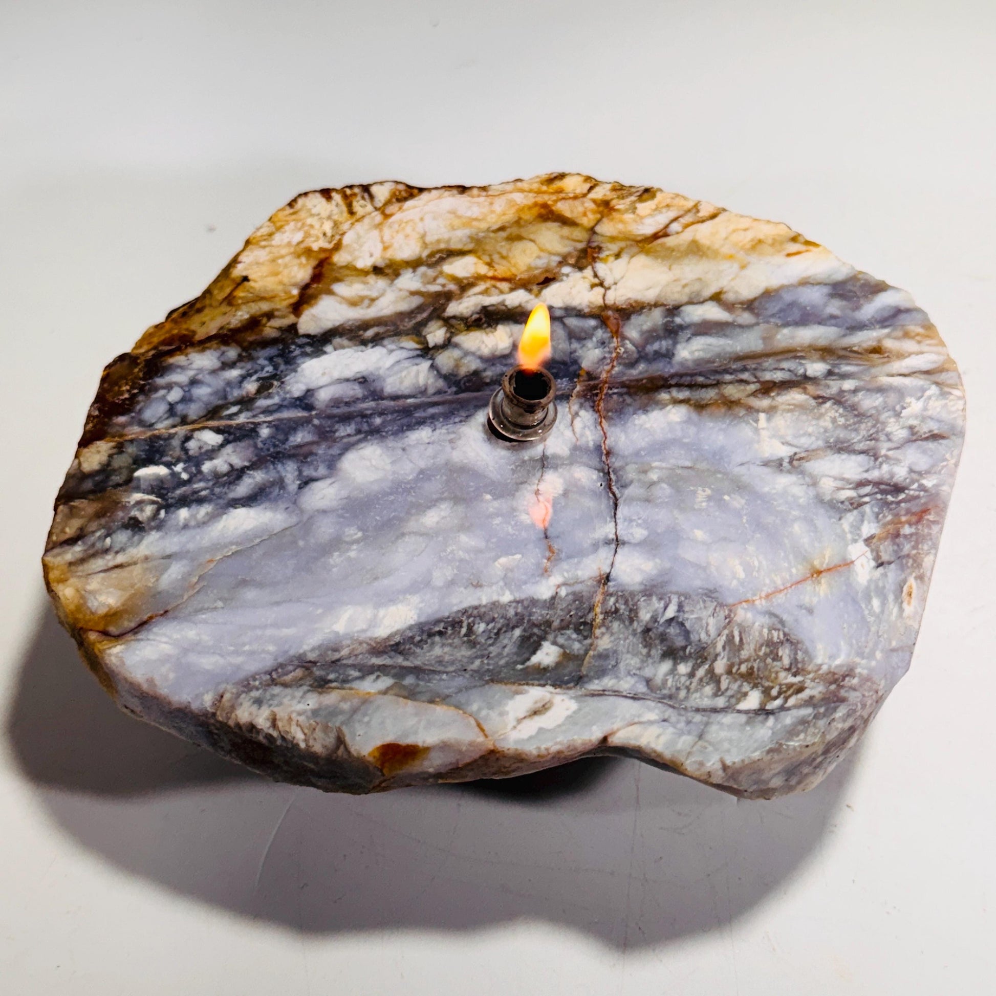 Rock Candle gift box - purple agate