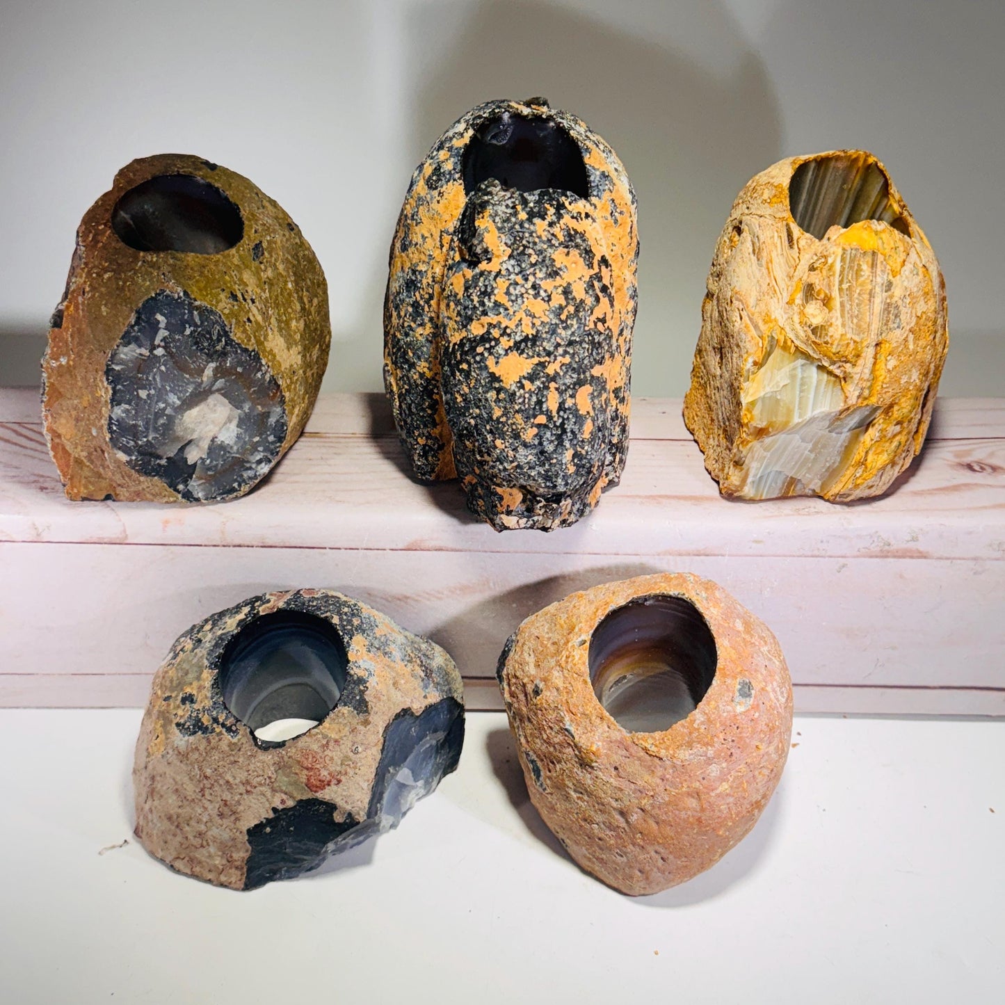 Roccia Roba - Agate tea light candle holder, rock decor