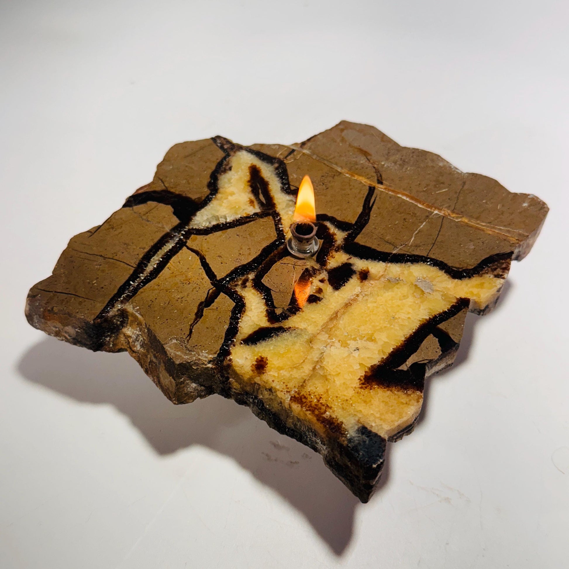 [shopname] - Septarian Rock Oil Candle Gift Box, rock decor