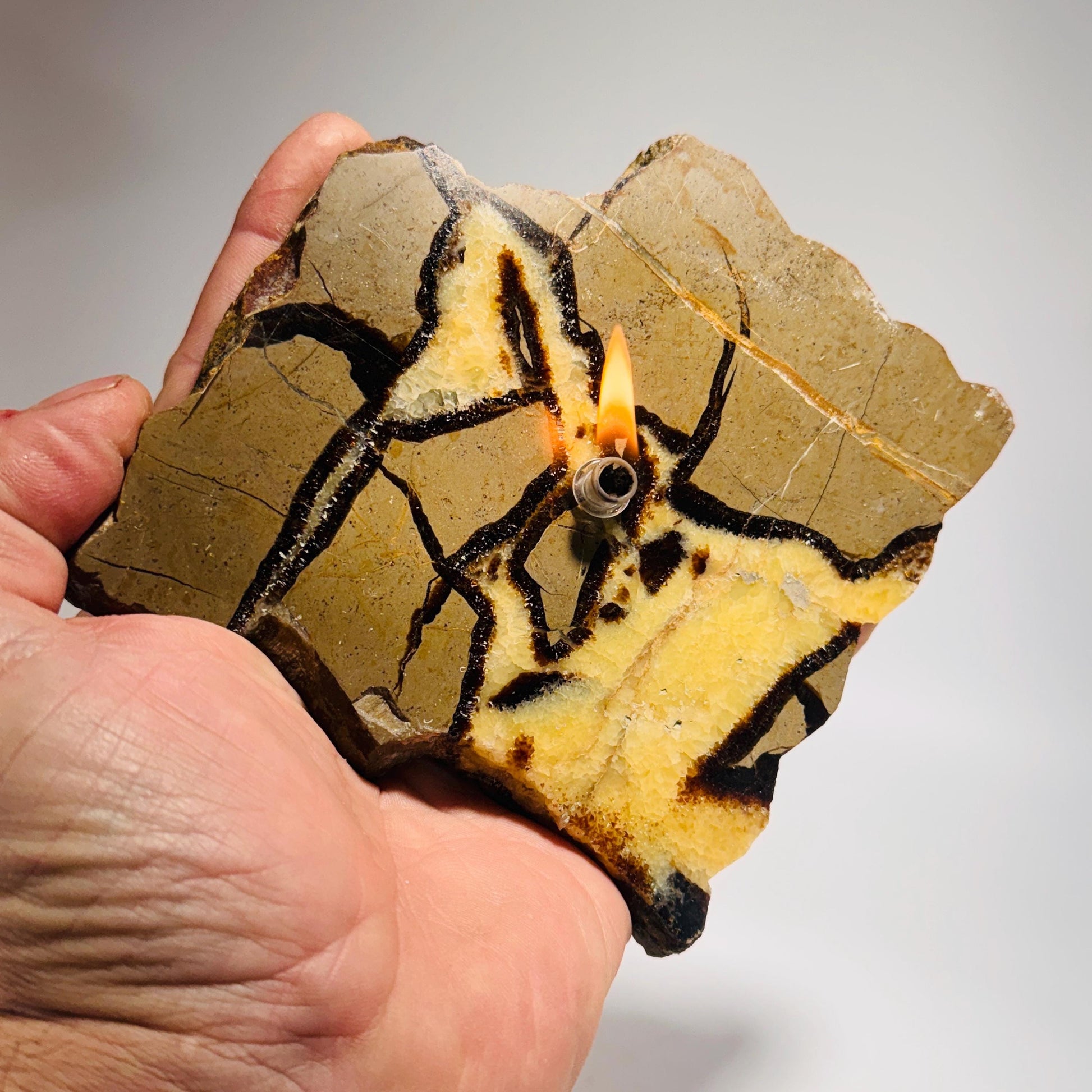 [shopname] - Septarian Rock Oil Candle Gift Box, rock decor