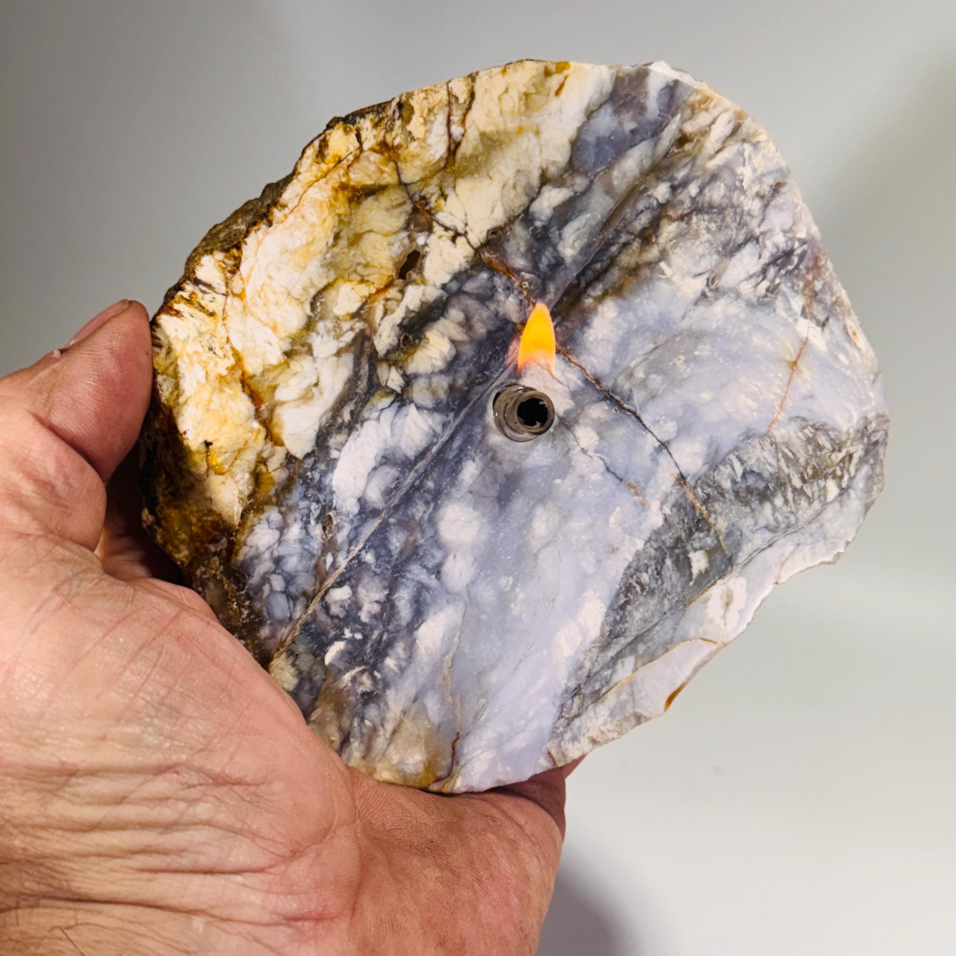Rock Candle gift box - purple agate