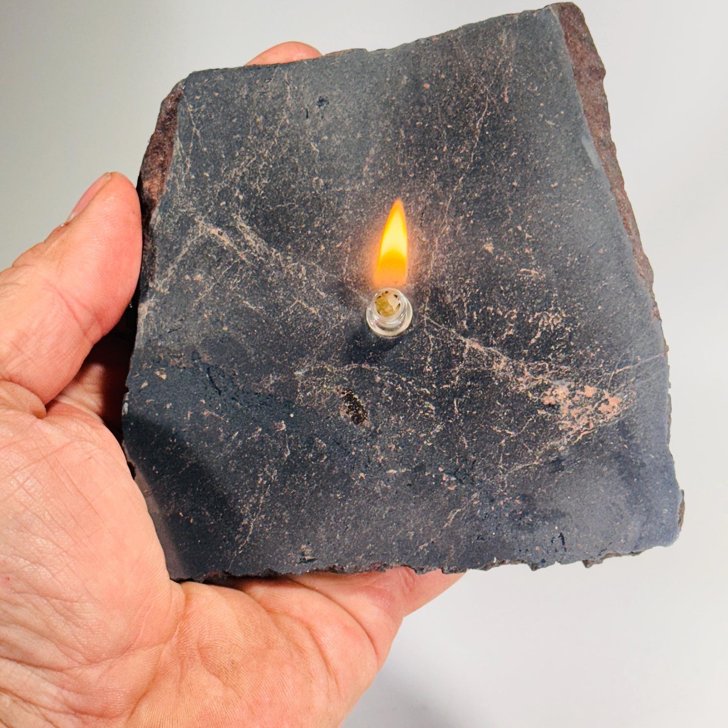 [shopname] - Hematite Rock Candle Gift Box, rock decor
