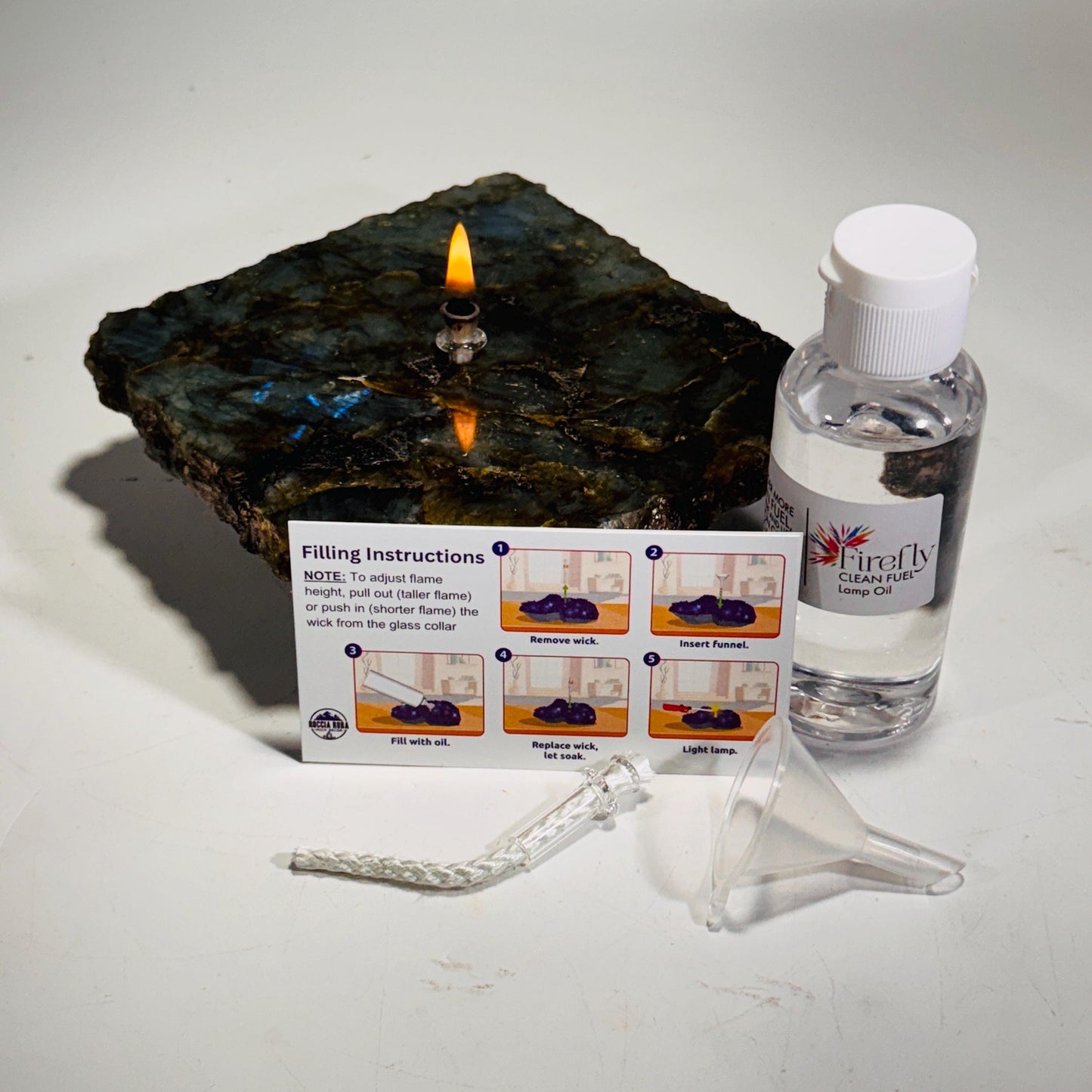 [shopname] - Labradorite Rock Candle Gift Box, rock decor