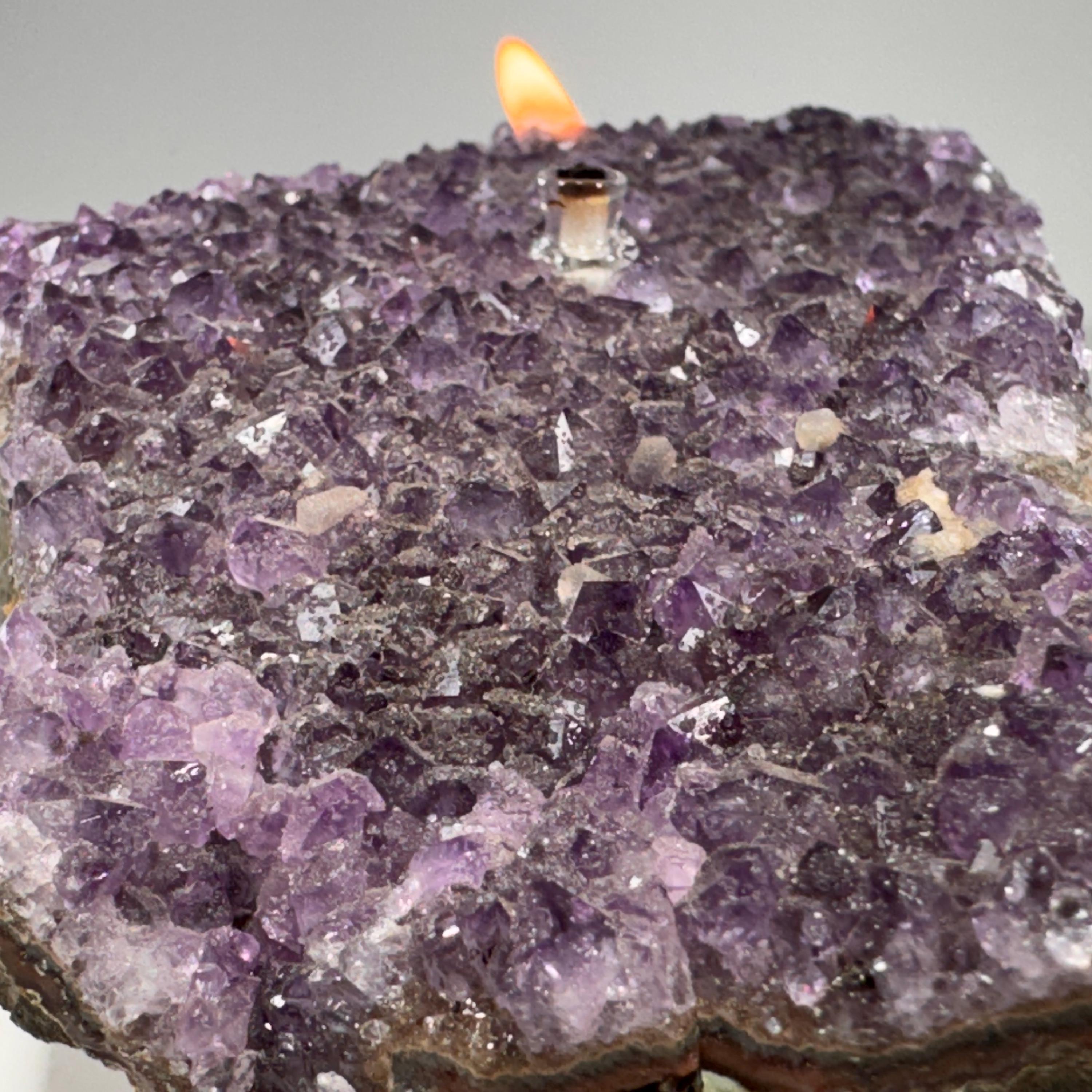 [shopname] - Rock oil lamp, Amethyst geode | crystal rock candle, amethyst lamp, crystal lamp, amethyst crystal, rock collector or candle enthusiast, rock decor