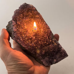[shopname] - Rock oil lamp, Amethyst geode | crystal rock candle, amethyst lamp, crystal lamp, amethyst crystal, rock collector or candle enthusiast, rock decor