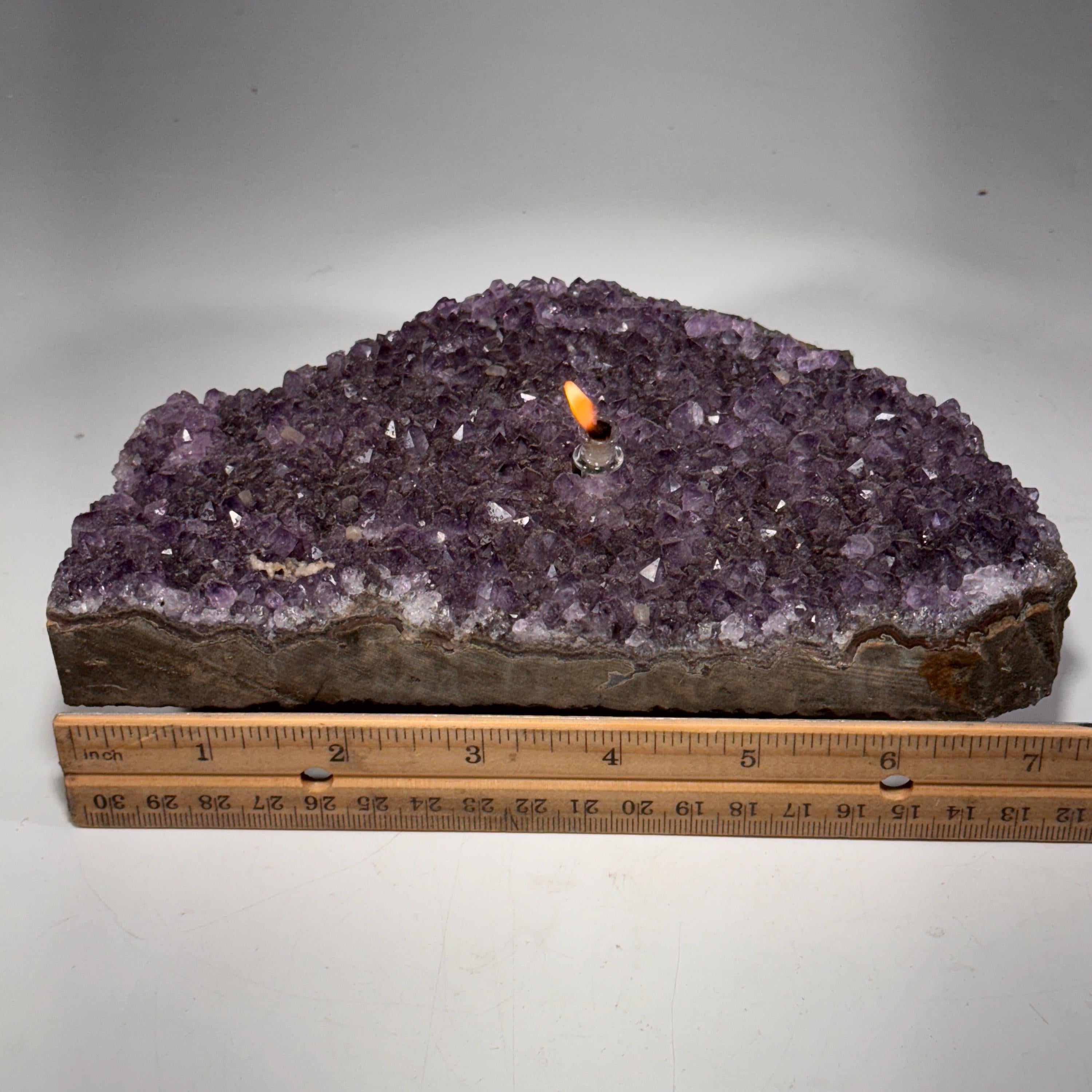 [shopname] - Rock oil lamp, Amethyst geode | crystal rock candle, amethyst lamp, crystal lamp, amethyst crystal, rock collector or candle enthusiast, rock decor