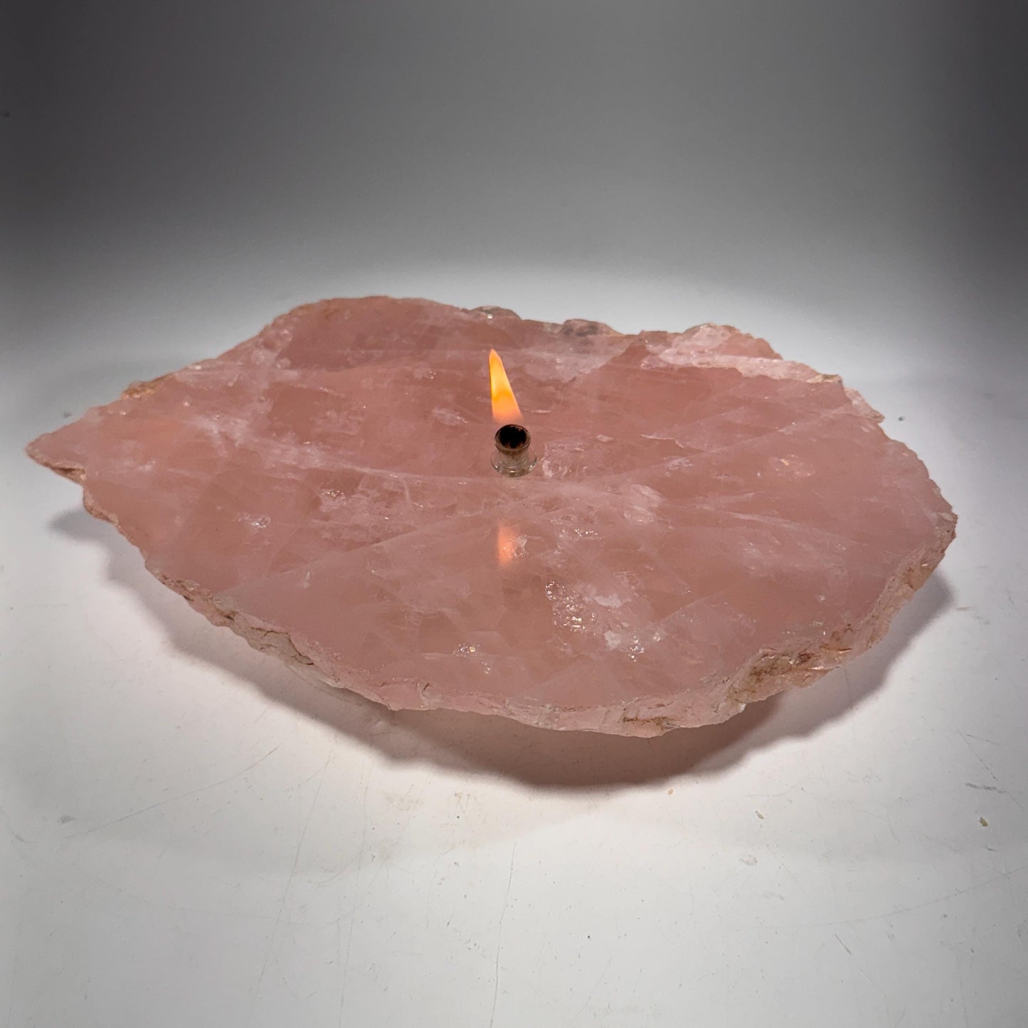 [shopname] - Rock Candle - Rose Quartz, rock decor