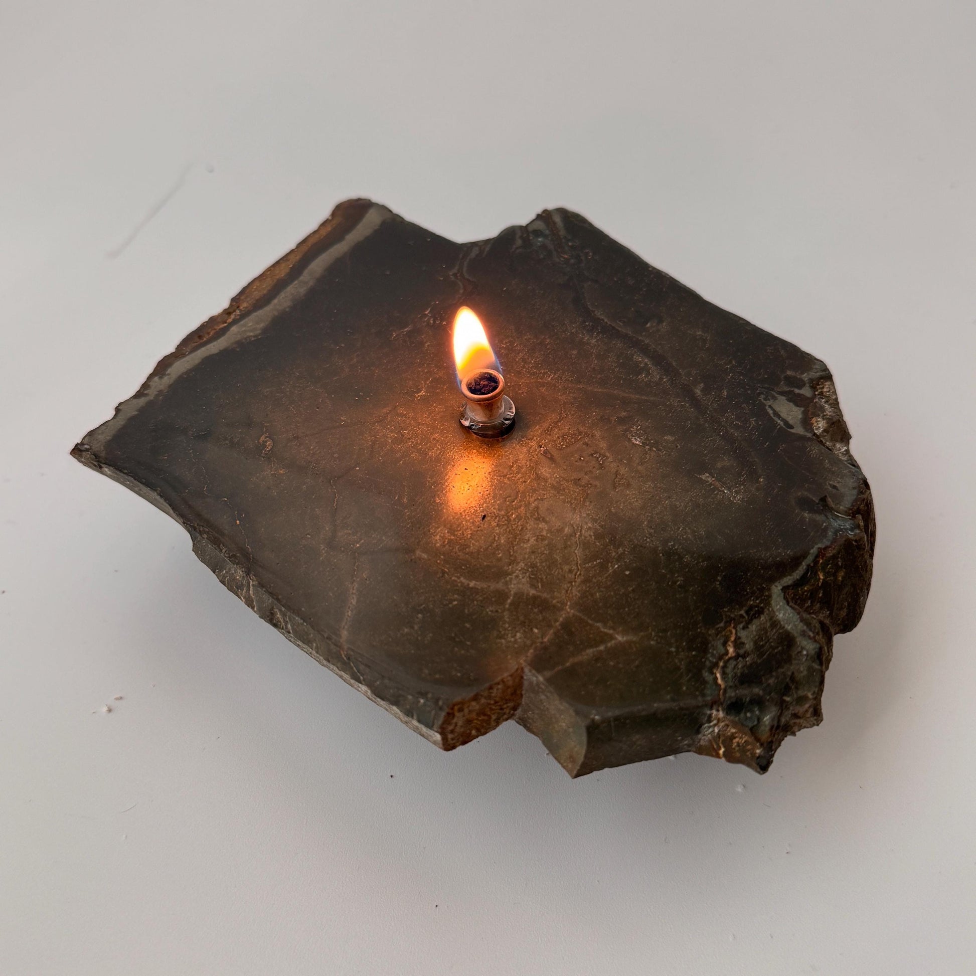 [shopname] - Rock oil lamp - polychrome jasper, rock decor