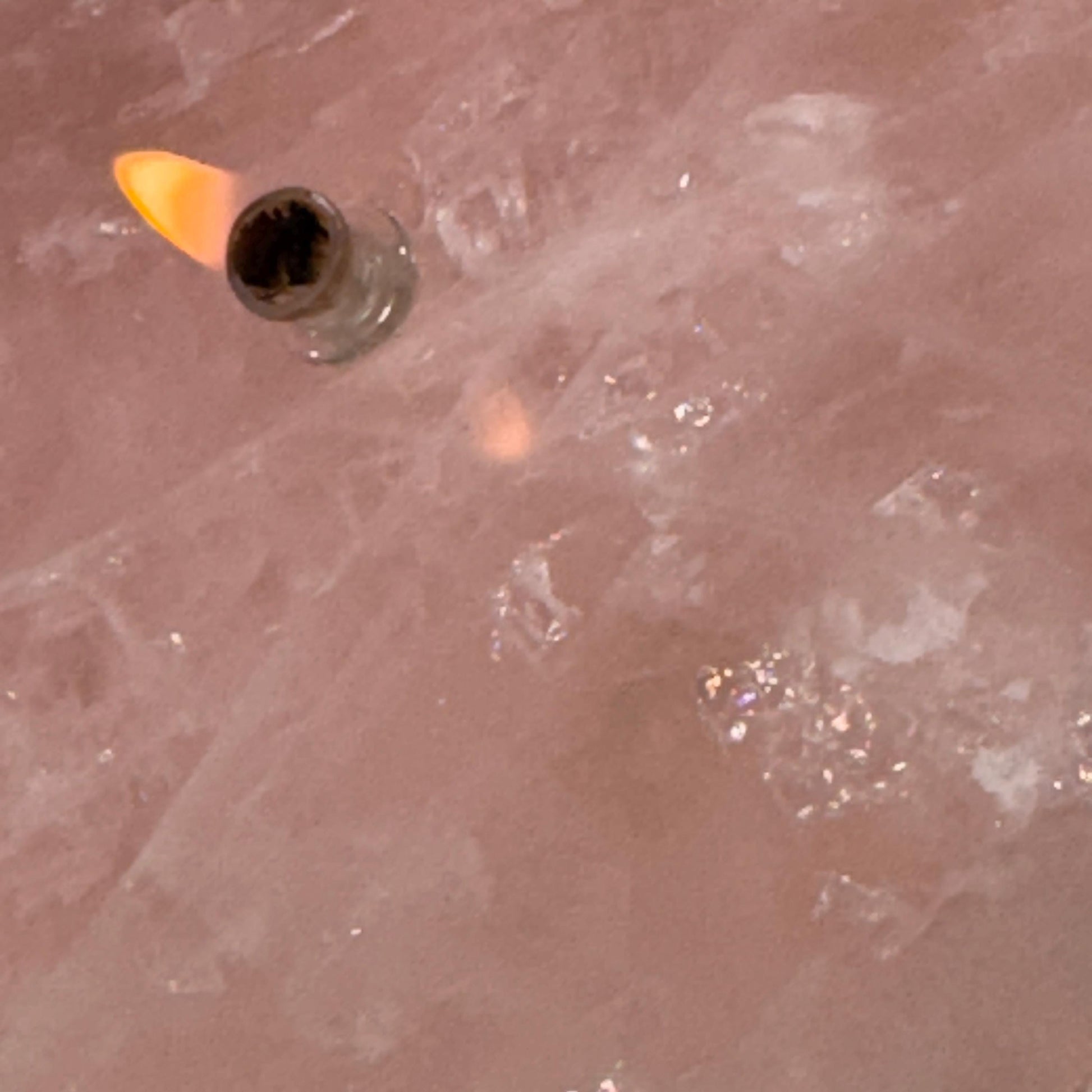 [shopname] - Rock Candle - Rose Quartz, rock decor