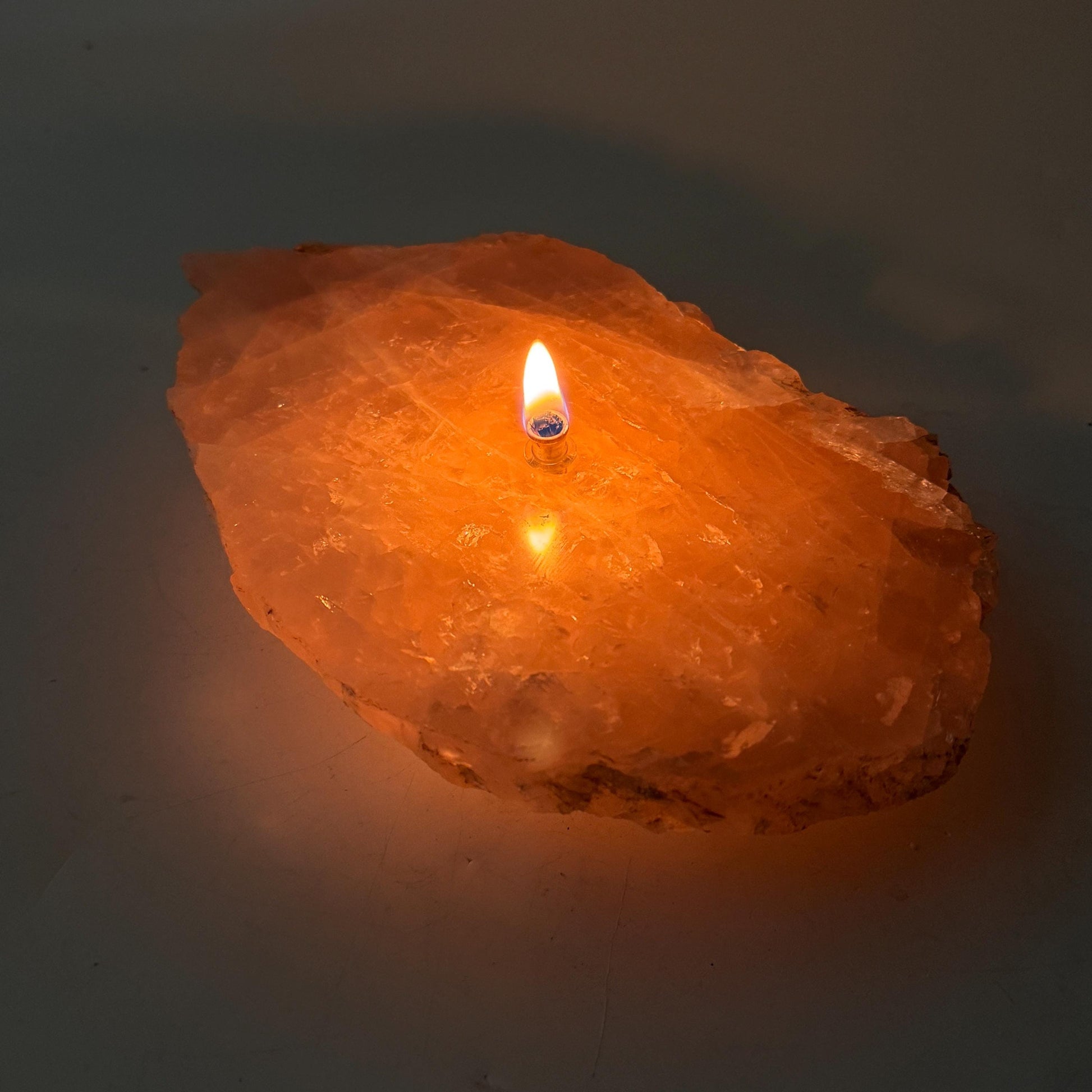 [shopname] - Rock Candle - Rose Quartz, rock decor