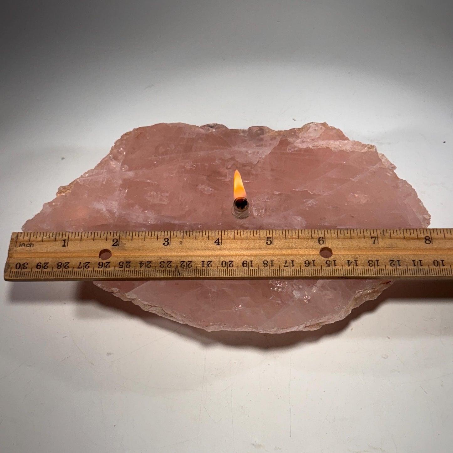 [shopname] - Rock Candle - Rose Quartz, rock decor