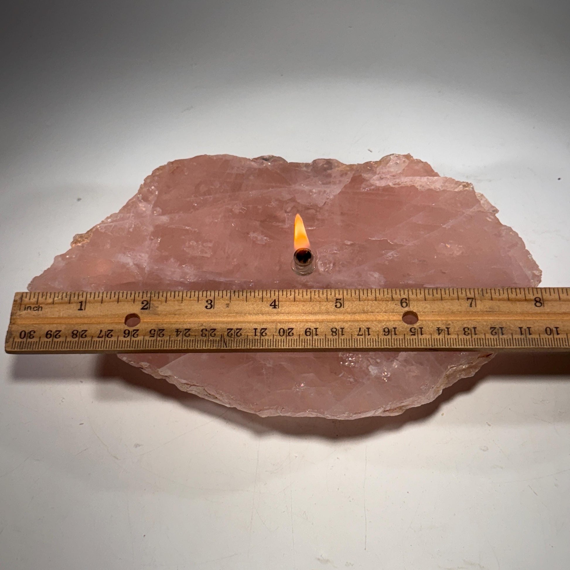 [shopname] - Rock Candle - Rose Quartz, rock decor