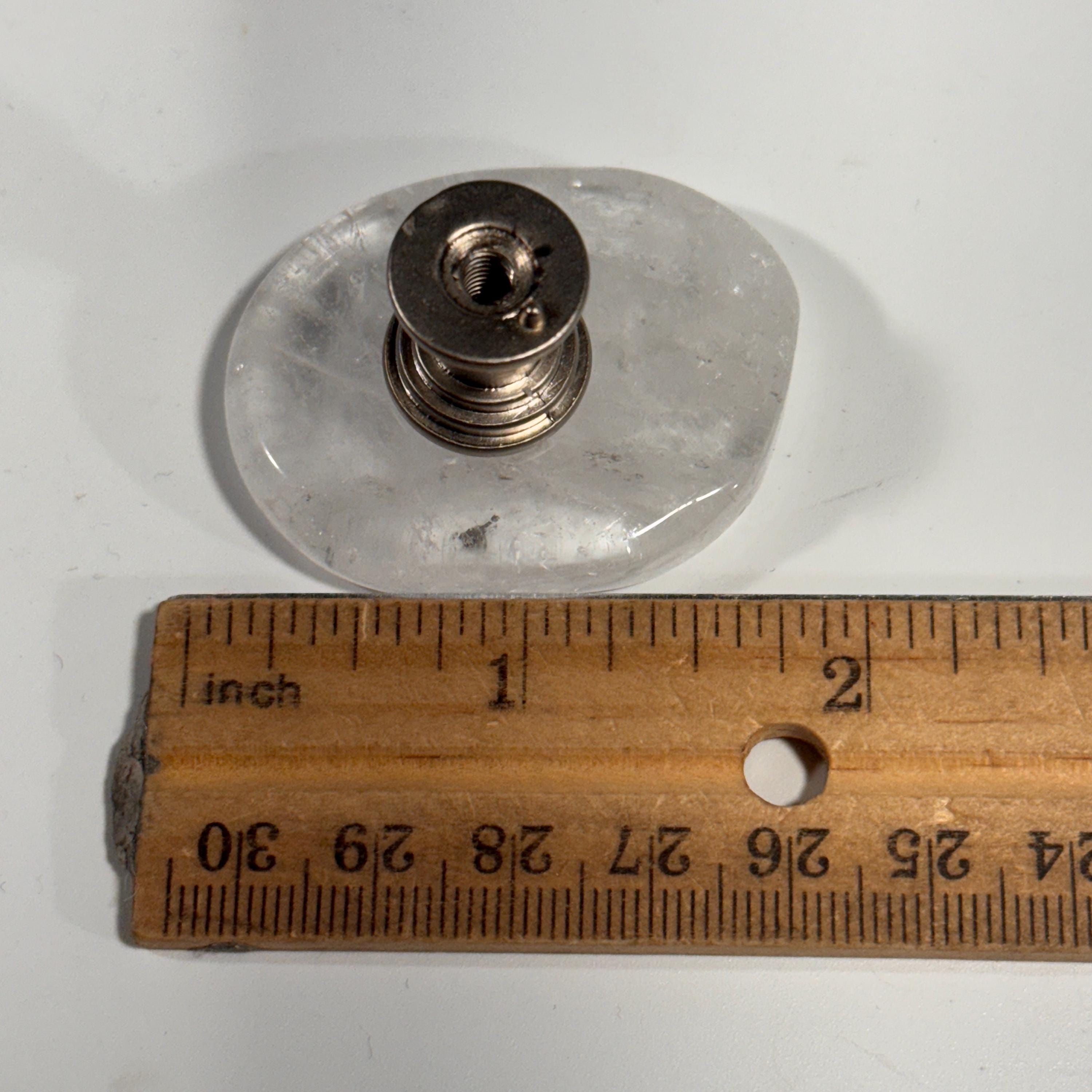 [shopname] - Polished Clear Quartz Cabinet Knob | Natural Stone, rock decor