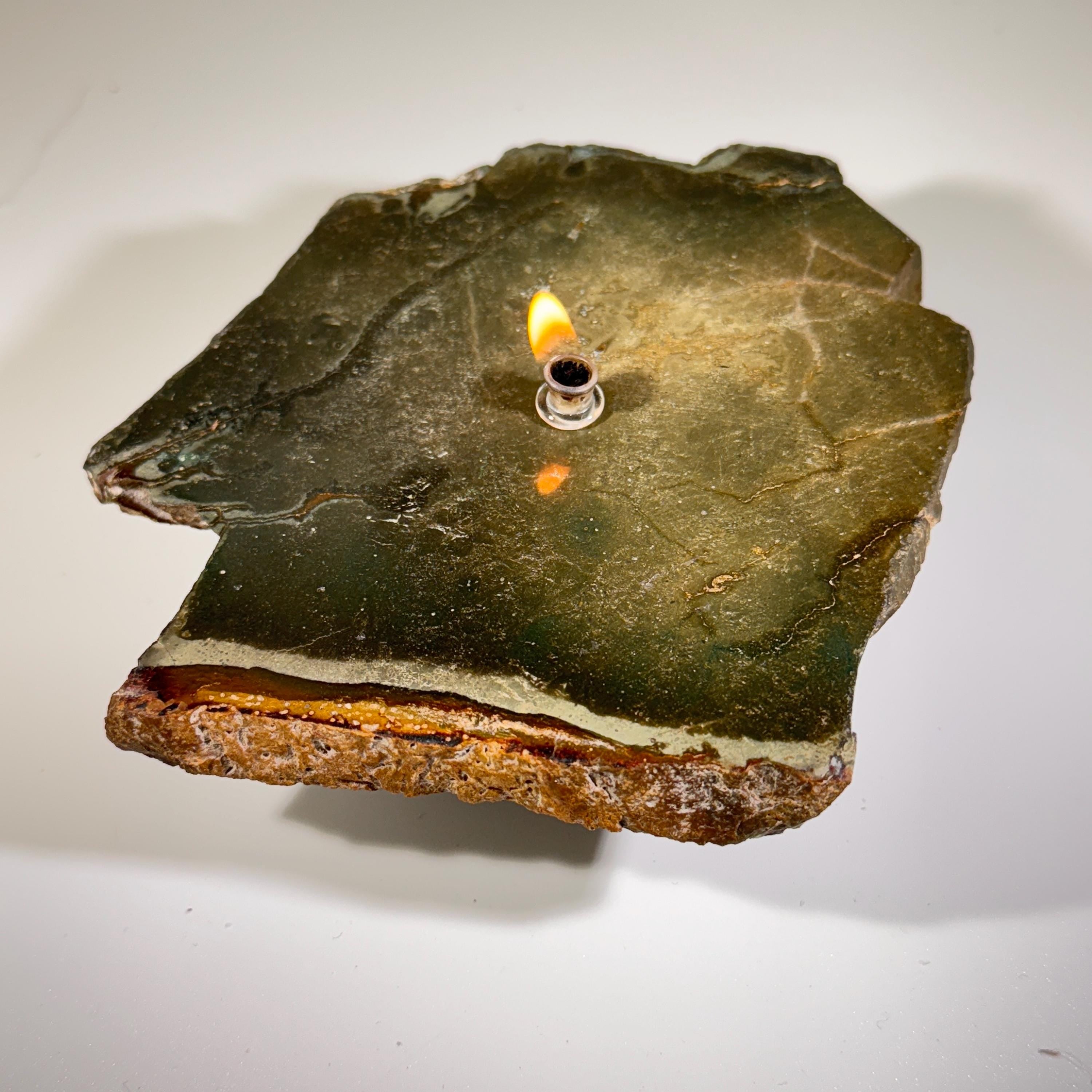 [shopname] - Rock oil lamp - polychrome jasper, rock decor