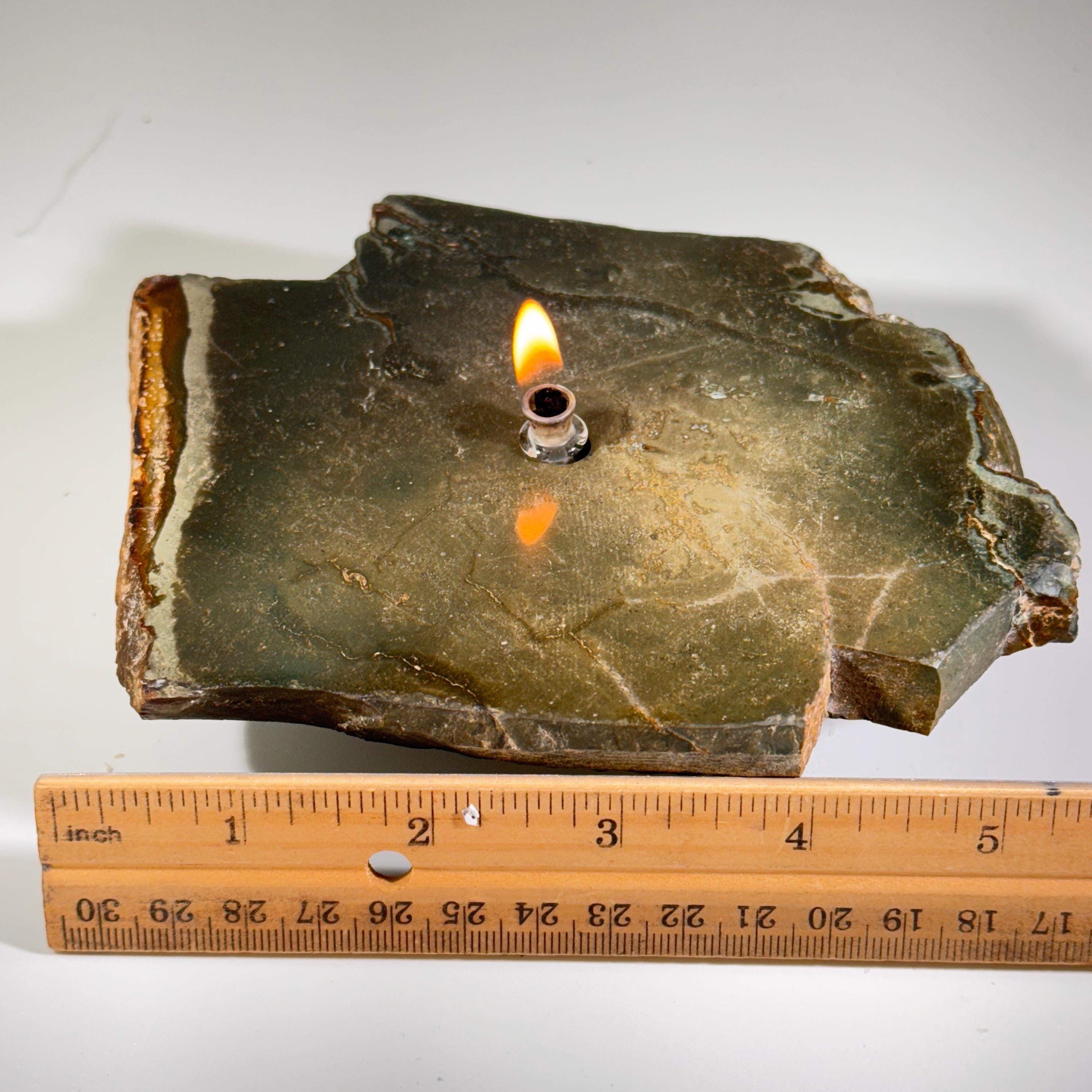 [shopname] - Rock oil lamp - polychrome jasper, rock decor