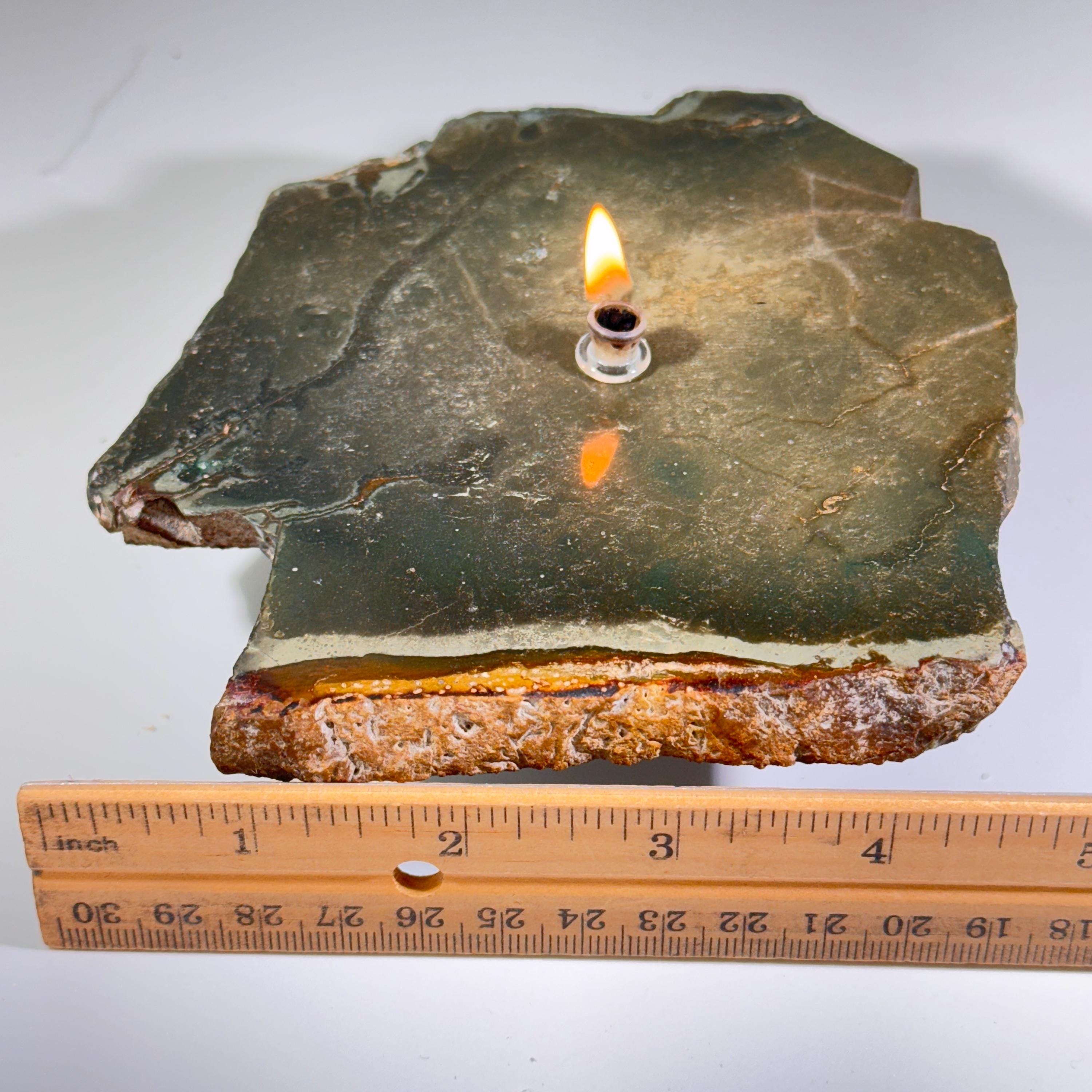 [shopname] - Rock oil lamp - polychrome jasper, rock decor