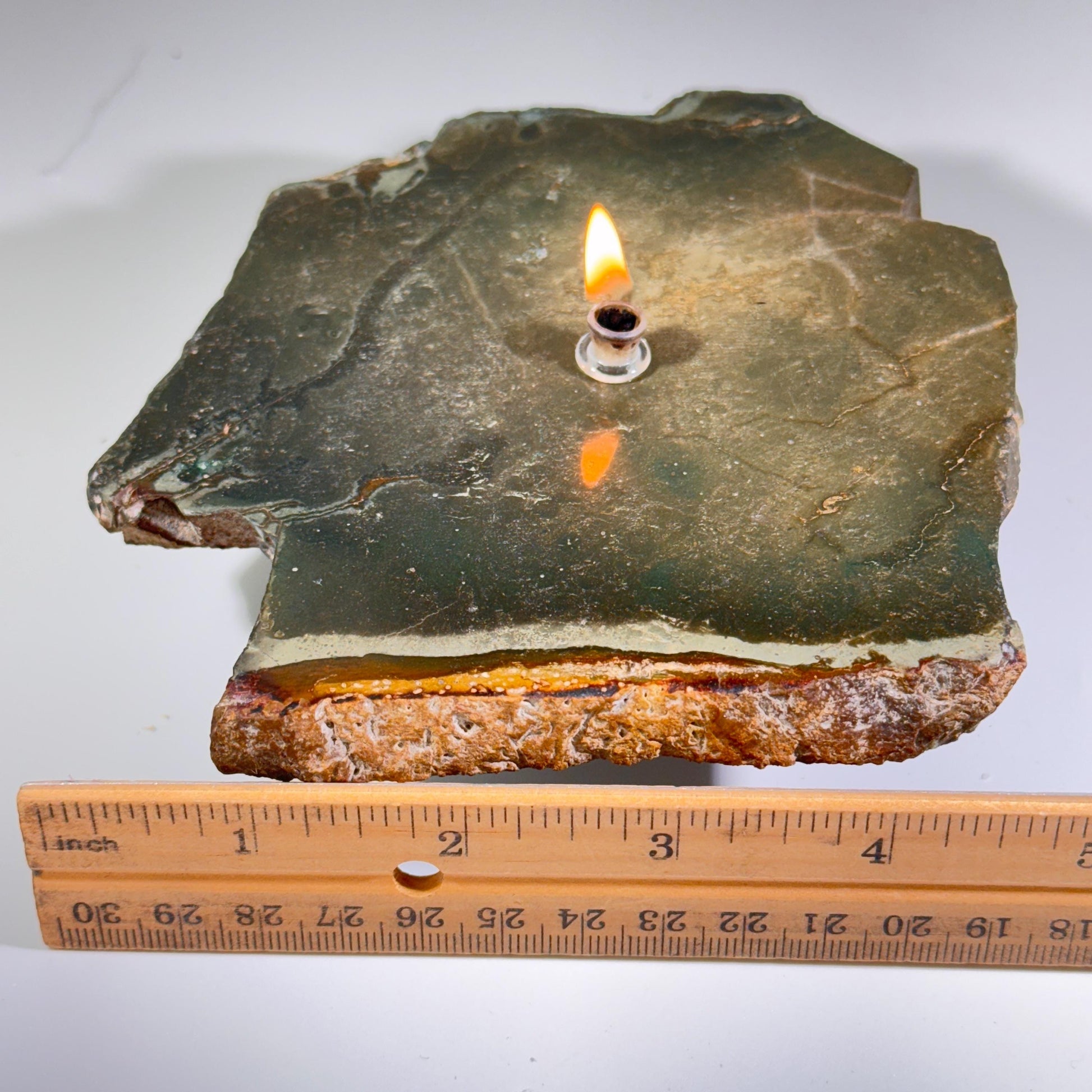 [shopname] - Rock oil lamp - polychrome jasper, rock decor