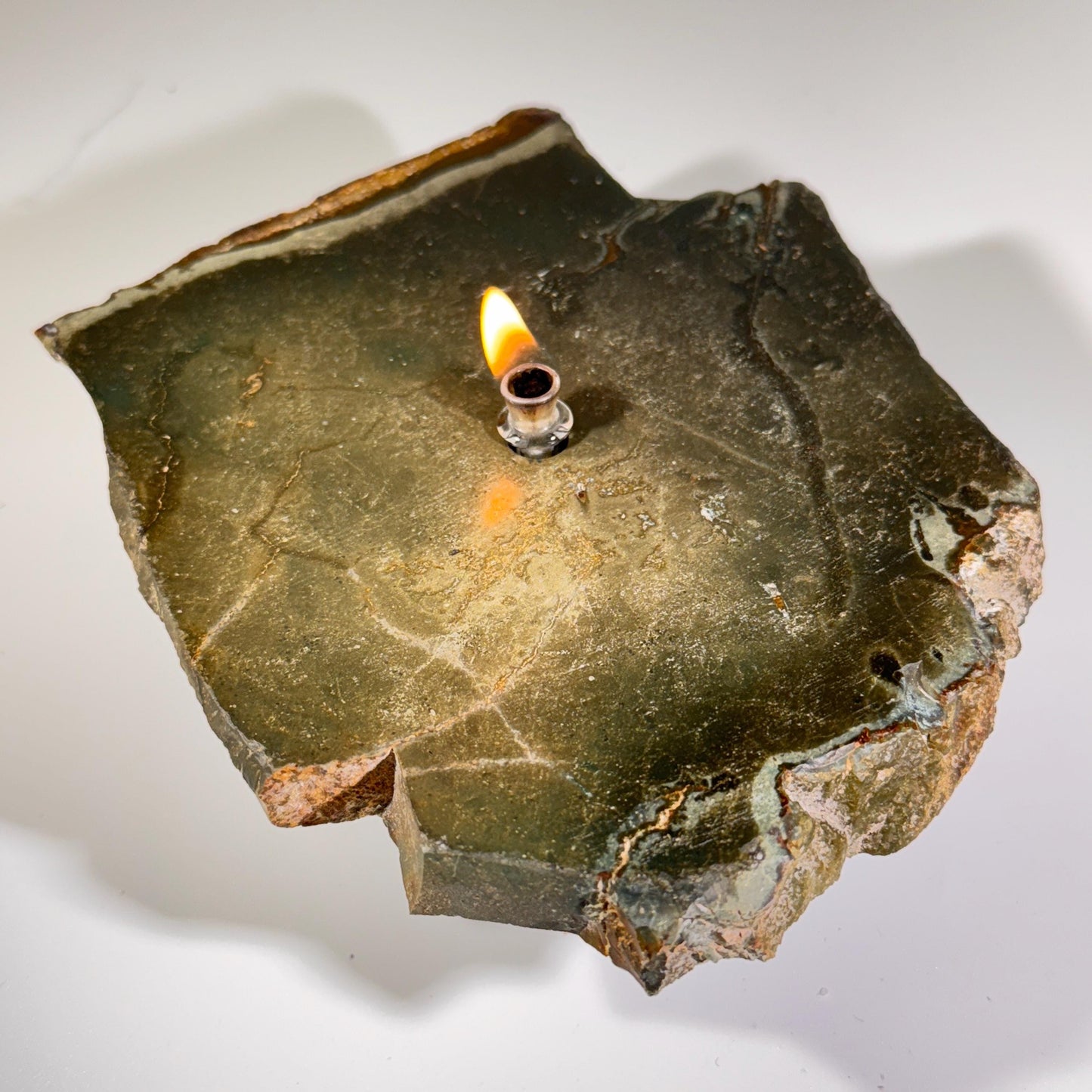[shopname] - Rock oil lamp - polychrome jasper, rock decor