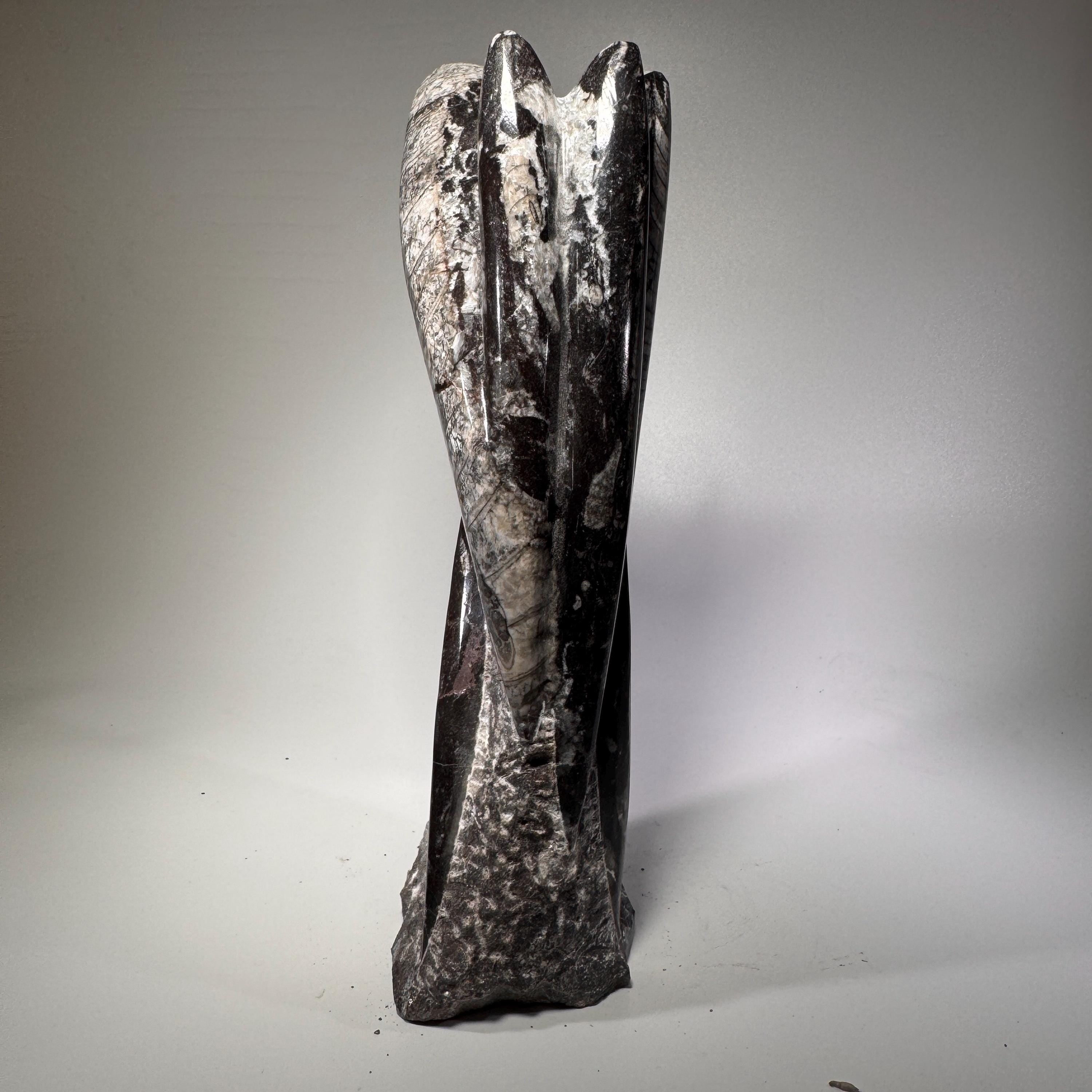 [shopname] - Orthoceras fossil tower | fossil cephalopod, fossil statue, fossil carving, freestanding fossil, collector must have, Morocco specimen, rock decor
