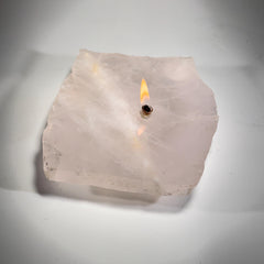 [shopname] - Rose Quartz Rock Candle | crystal oil candle, rock oil lamp, crystal decor, rose quartz lamp, pink oil lamp, Rock or candle lover gift, rock decor