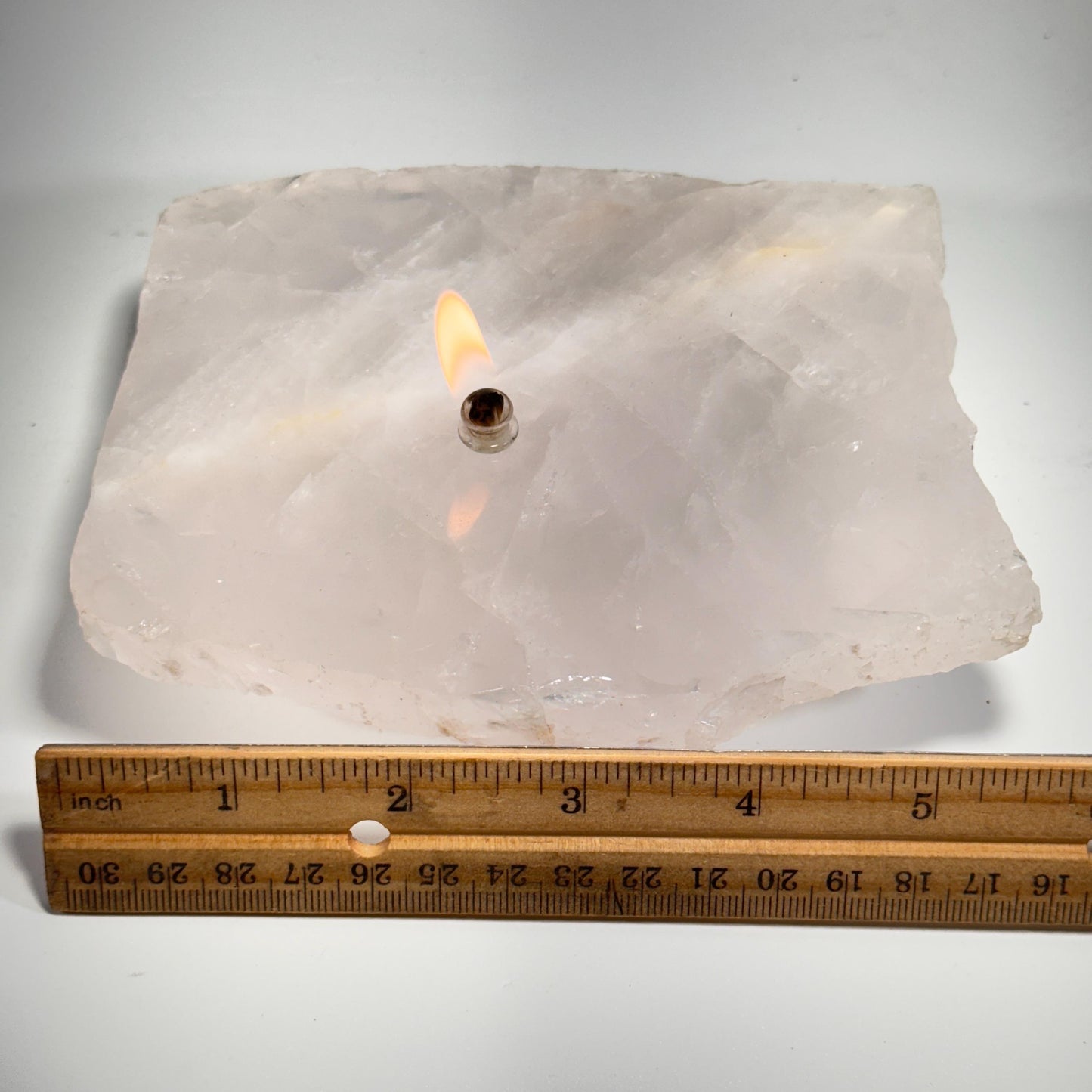 [shopname] - Rose Quartz Rock Candle, rock decor