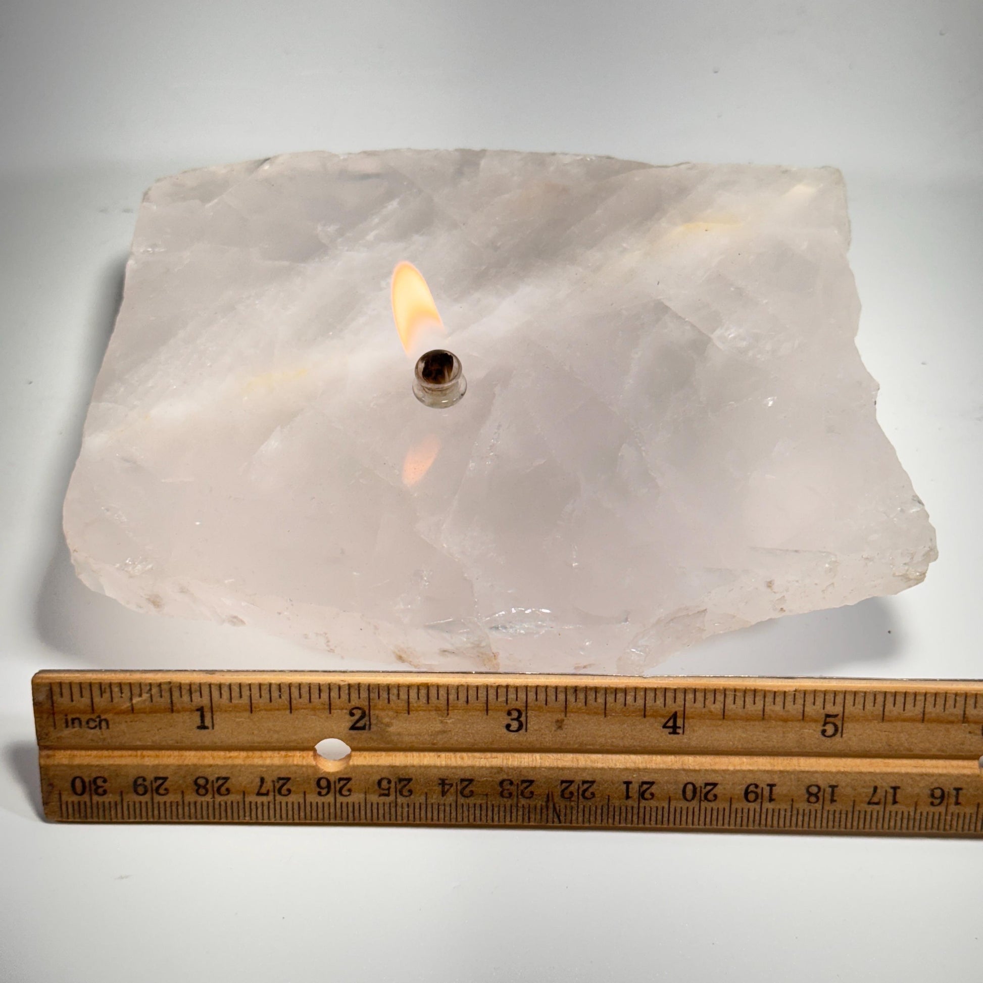 [shopname] - Rose Quartz Rock Candle, rock decor