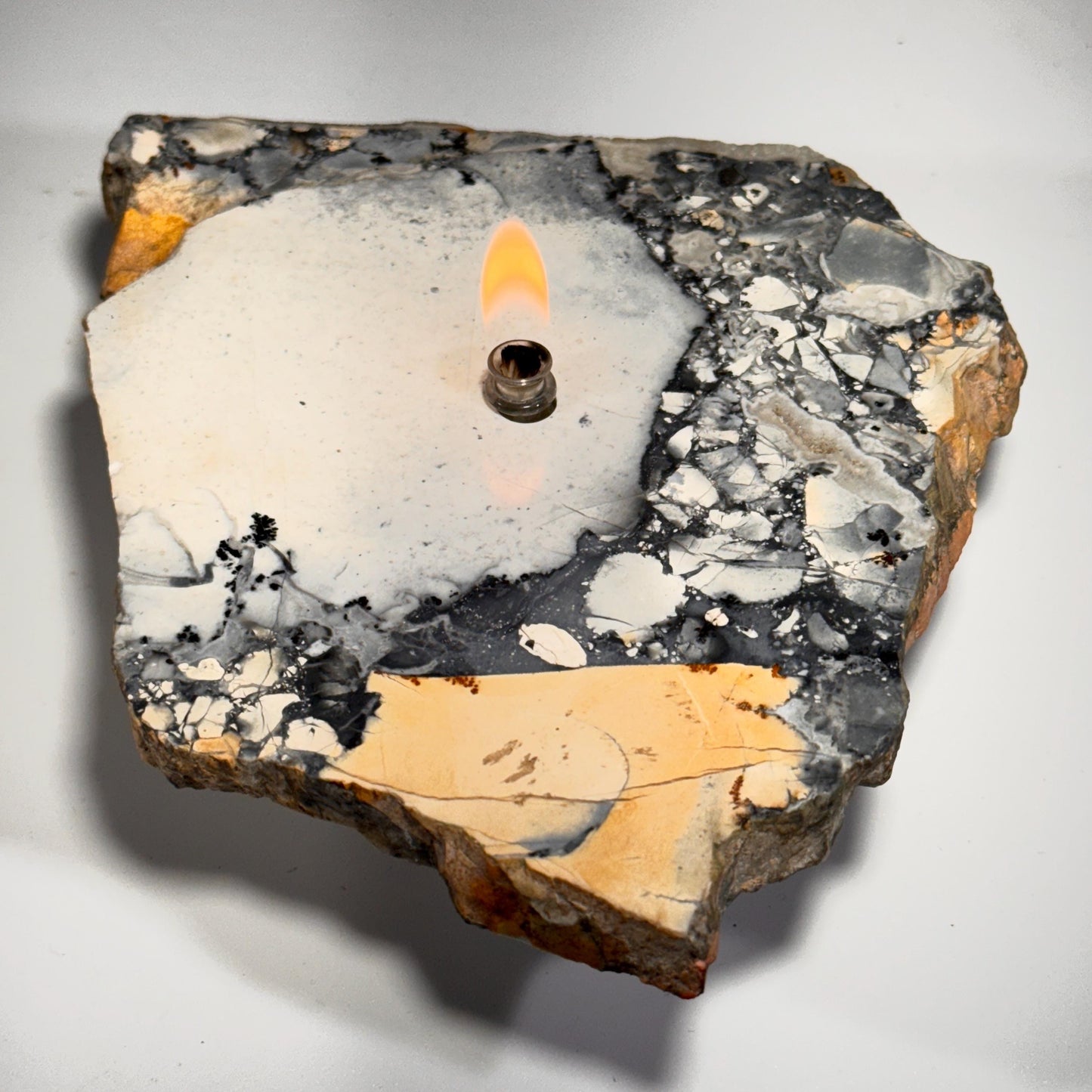 [shopname] - Rock oil candle, Maligano jasper, rock decor