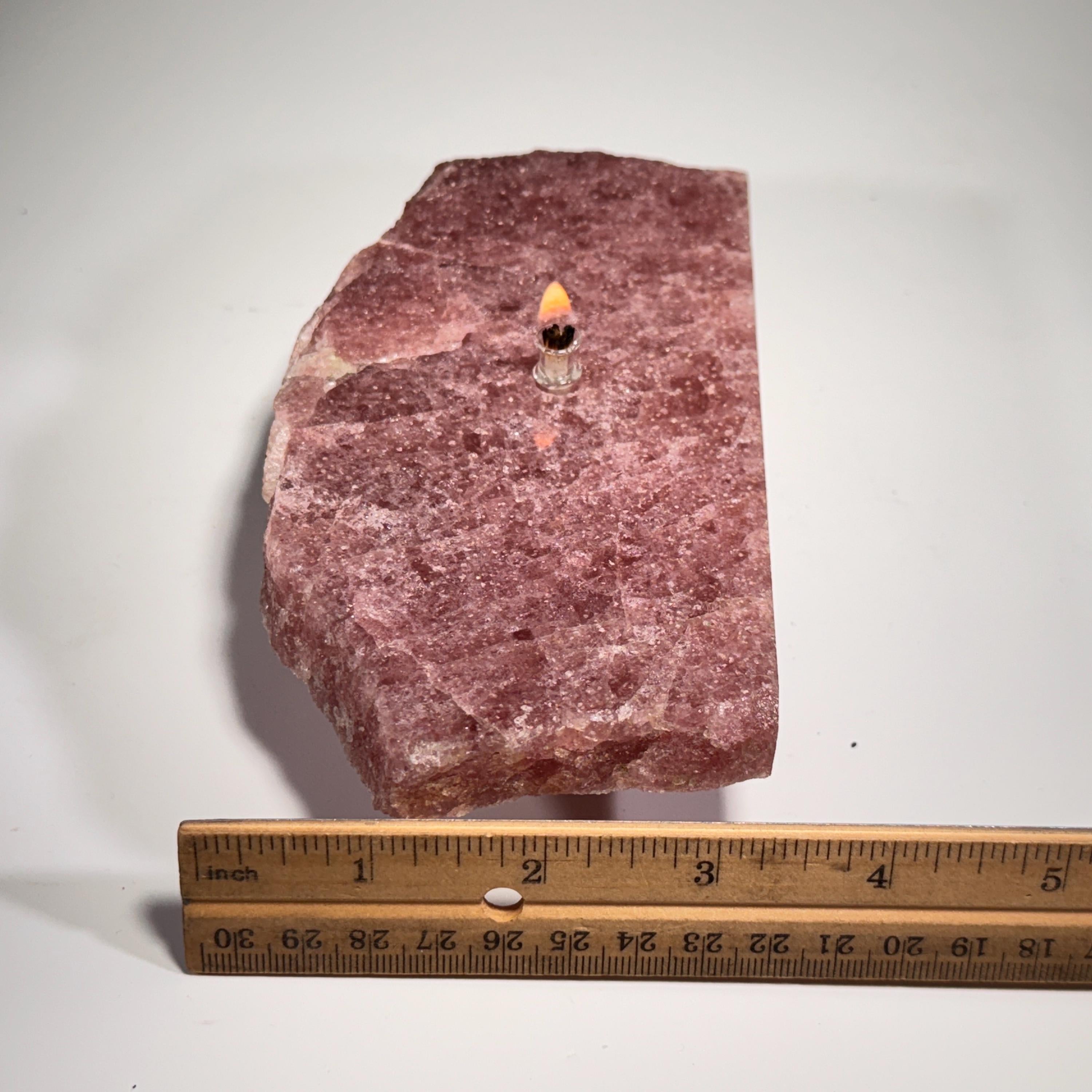 [shopname] - Red Aventurine Rock Candle | crystal oil candle, rock oil lamp, crystal decor, strawberry quartz , red oil lamp, Rock or candle lover gift, rock decor