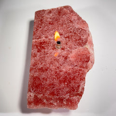 [shopname] - Red Aventurine Rock Candle | crystal oil candle, rock oil lamp, crystal decor, strawberry quartz , red oil lamp, Rock or candle lover gift, rock decor