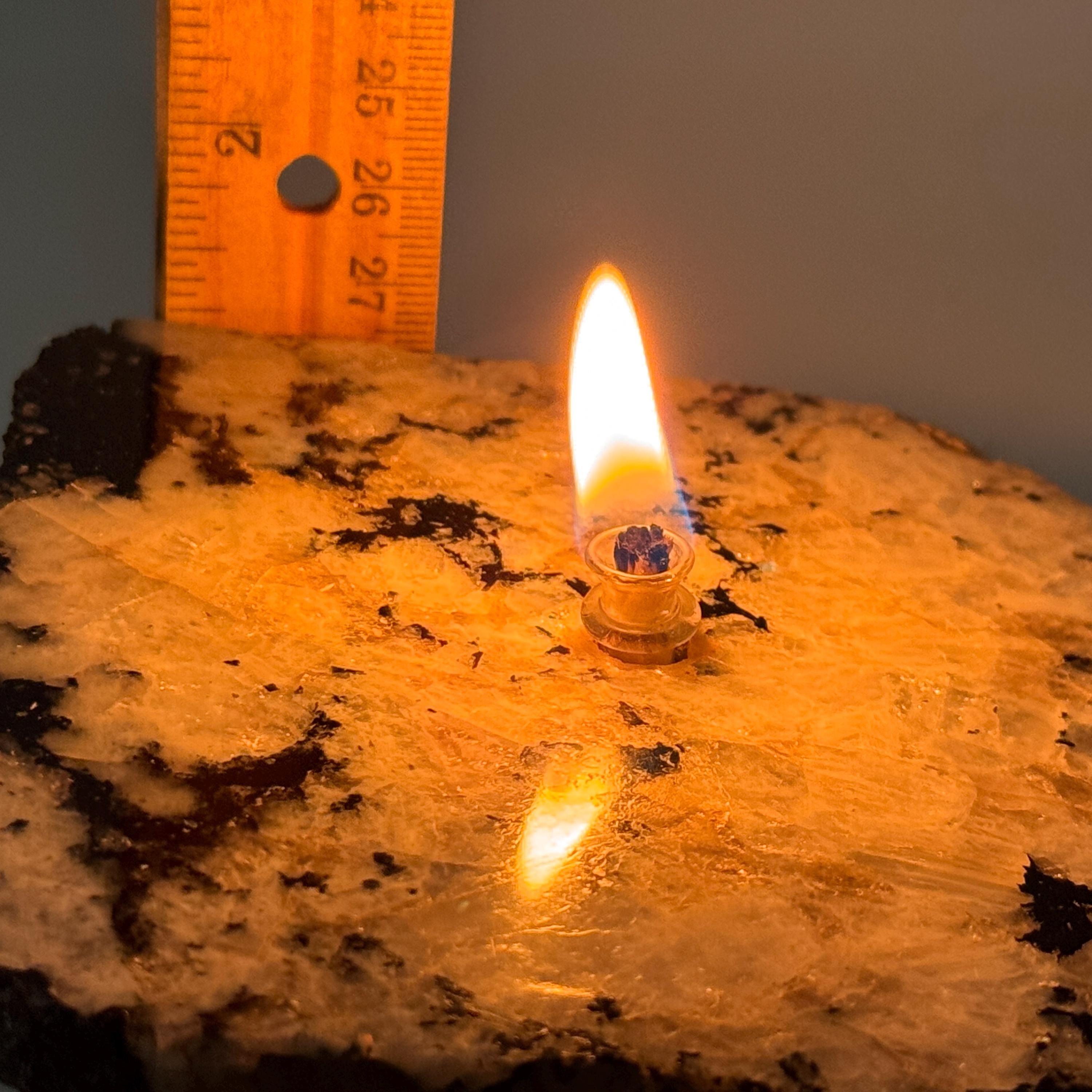[shopname] - Rainbow Moonstone rock candle, rock decor