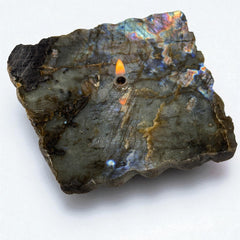 [shopname] - Labradorite Rock Candle | blue and purple iridescent stone, crystal candle, labradorite lamp, rock oil lamp, rock or candle lover gift, rock decor