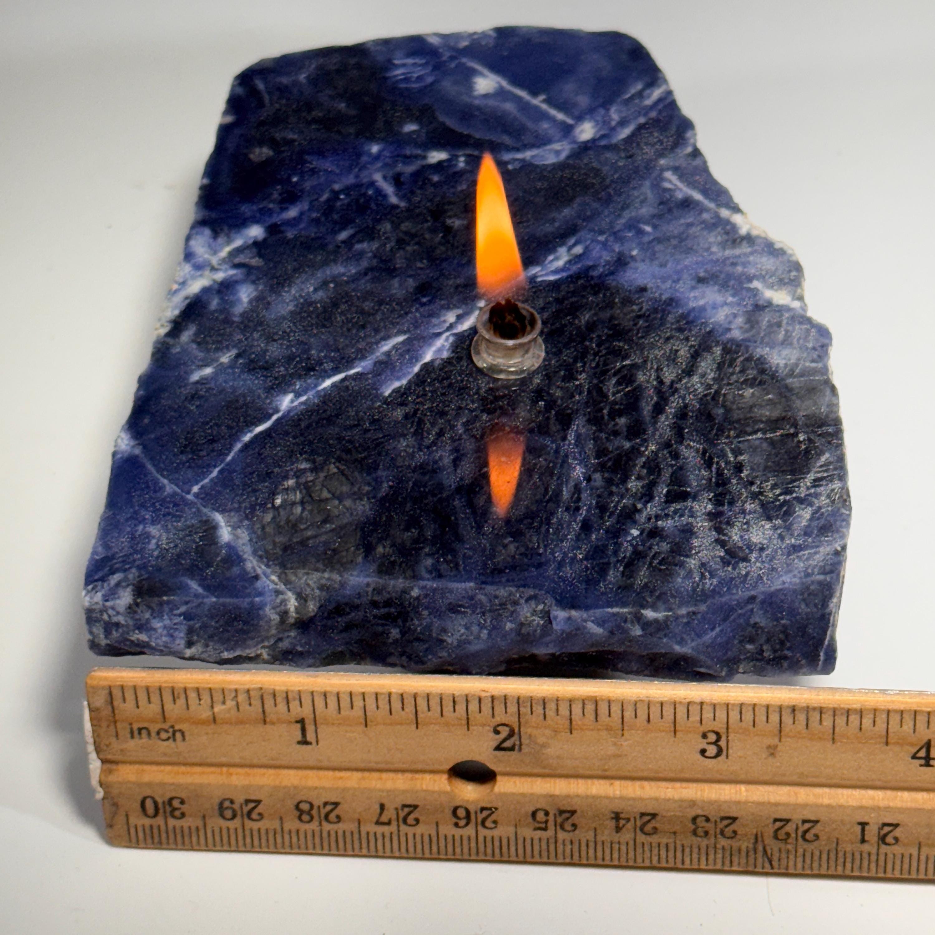 [shopname] - Sodalite rock oil candle, rock decor
