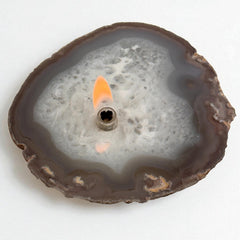 [shopname] - Agate Oil Lamp Candle - agate geode slice, rock decor