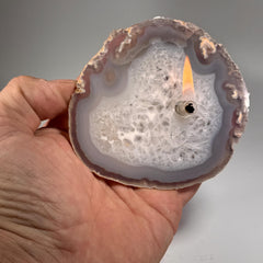 [shopname] - Agate Oil Lamp Candle - agate geode slice, rock decor