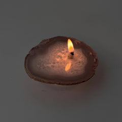 [shopname] - Agate Oil Lamp Candle - agate geode slice, rock decor