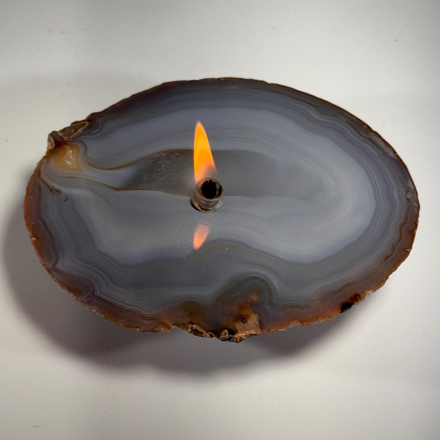[shopname] - Thick Agate Geode Candle, rock decor