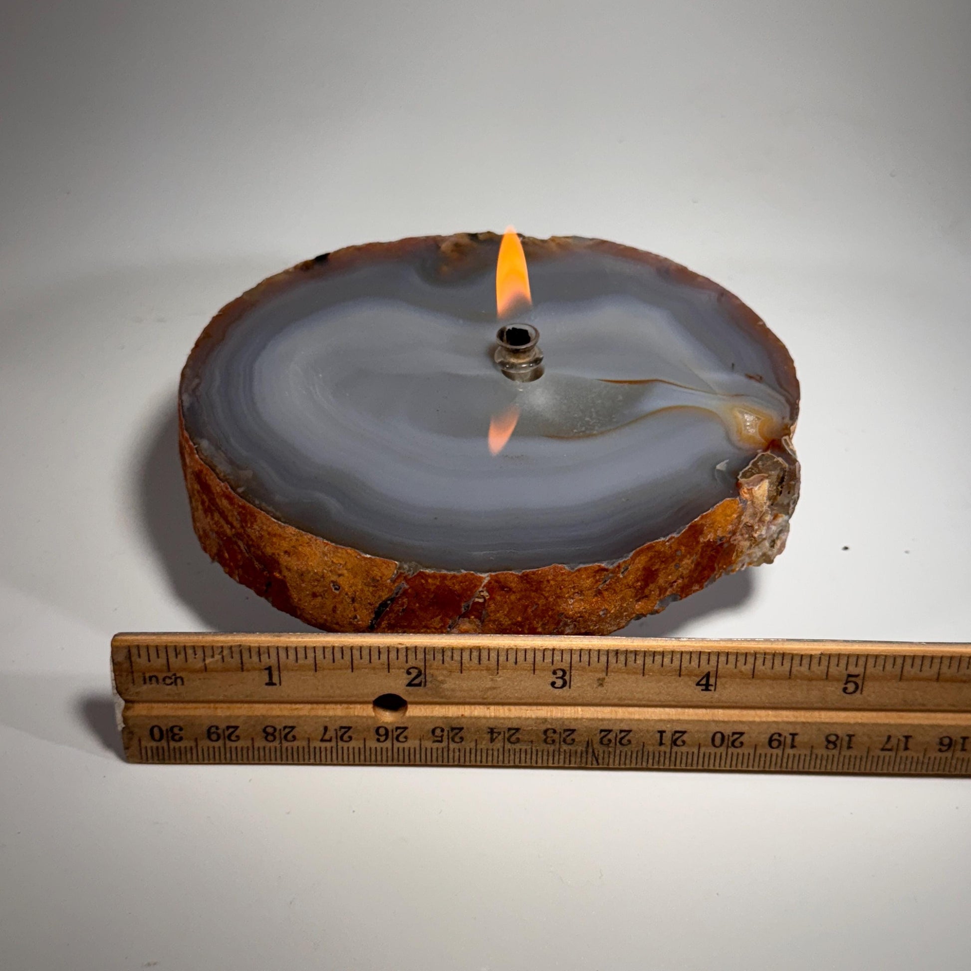 [shopname] - Thick Agate Geode Candle, rock decor