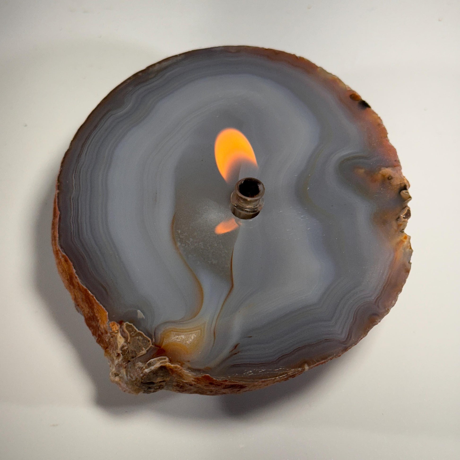 [shopname] - Thick Agate Geode Candle, rock decor