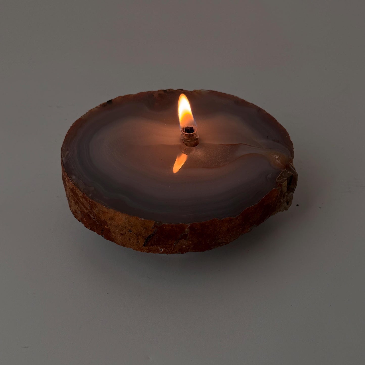 [shopname] - Thick Agate Geode Candle, rock decor