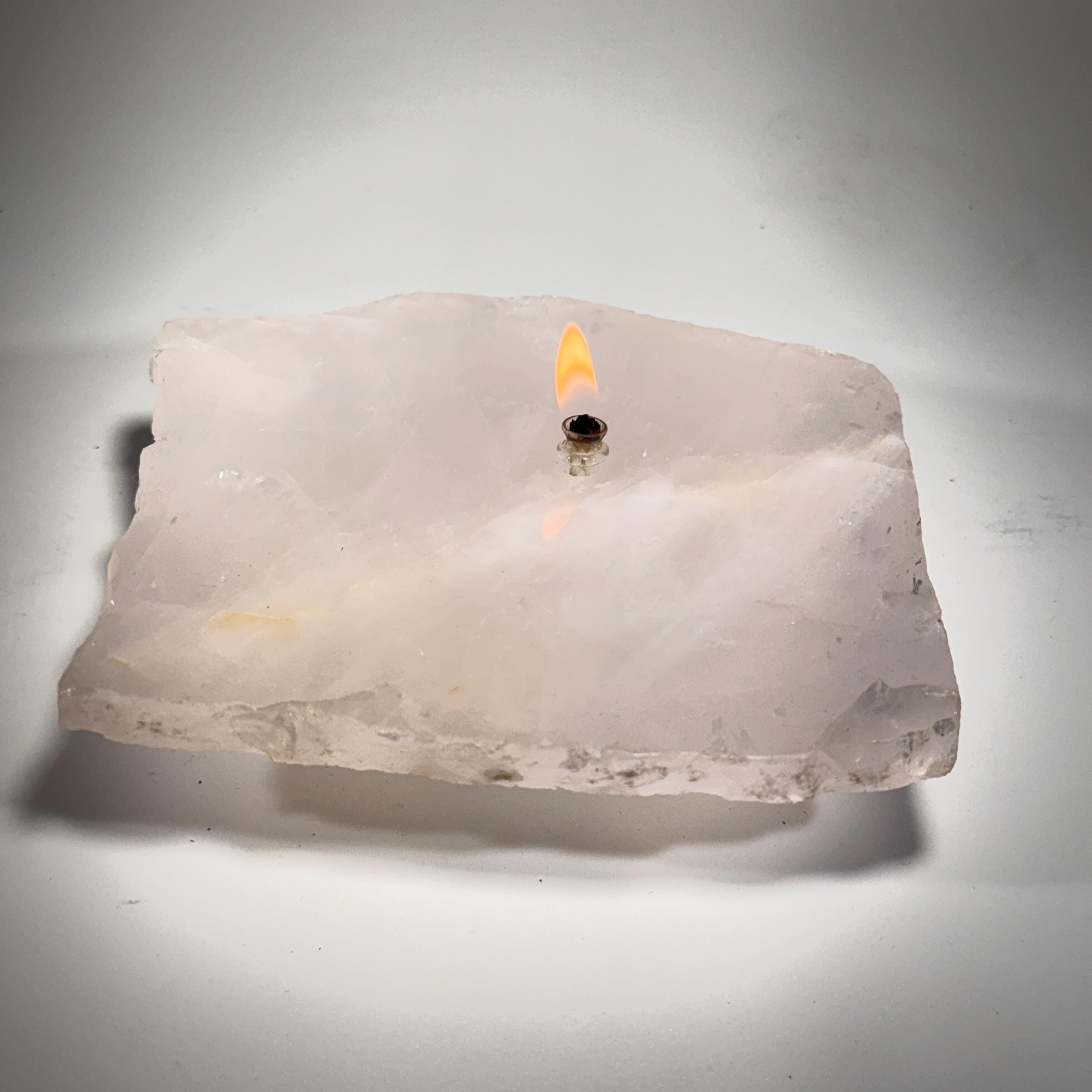 [shopname] - Rose Quartz Rock Candle | crystal oil candle, rock oil lamp, crystal decor, rose quartz lamp, pink oil lamp, Rock or candle lover gift, rock decor