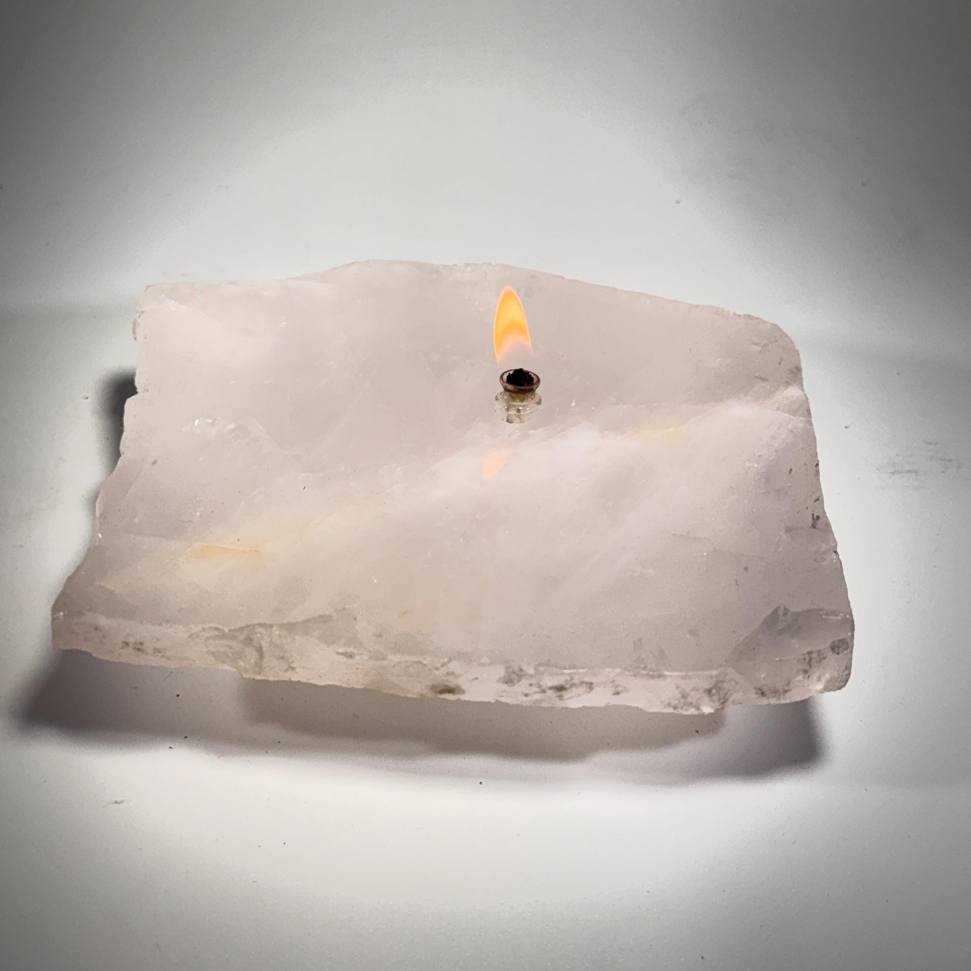 [shopname] - Rose Quartz Rock Candle, rock decor