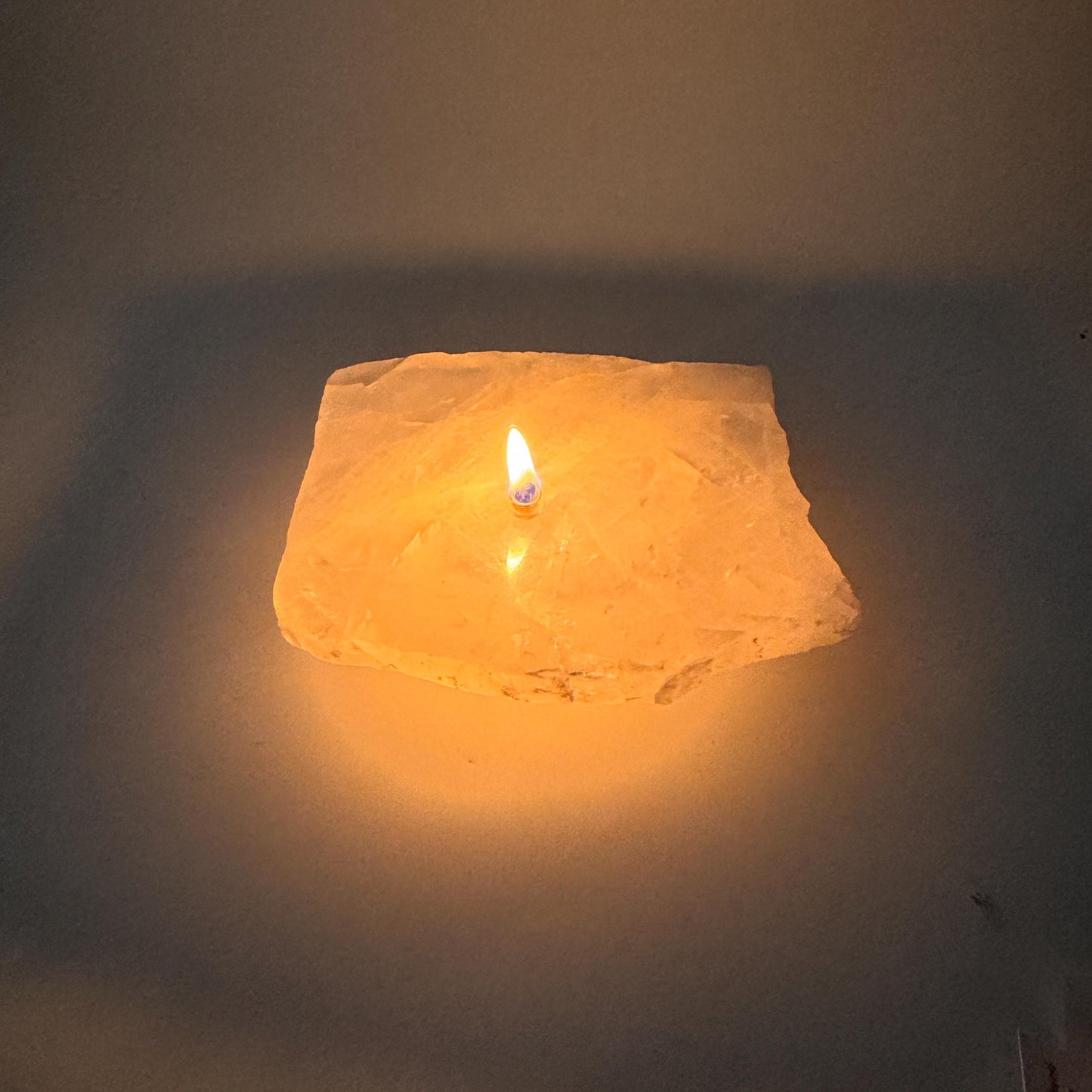[shopname] - Rose Quartz Rock Candle, rock decor